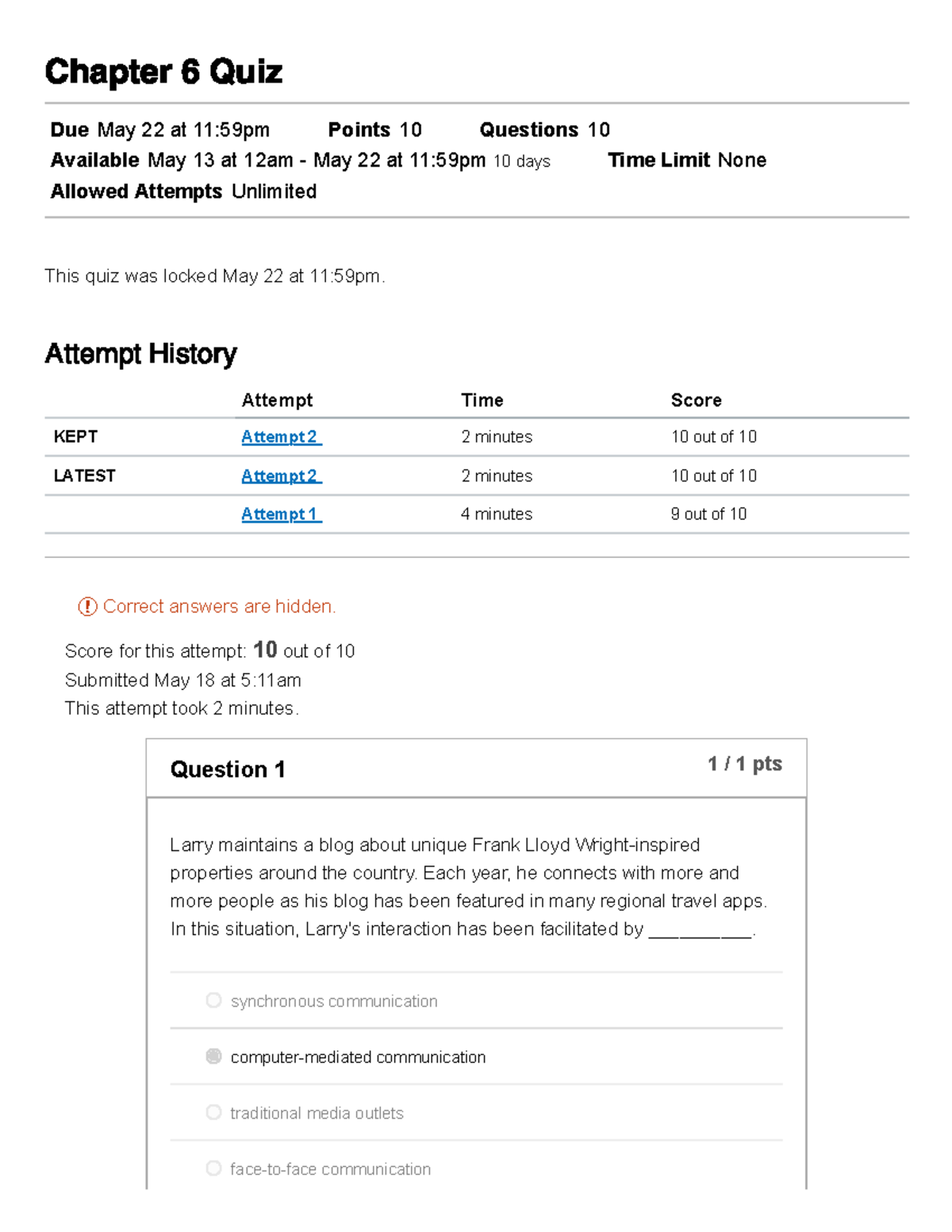 Chapter 6 Quiz 6223-SPCH-1311-Intro To Speech Comm-MIN-11919 - Chapter ...