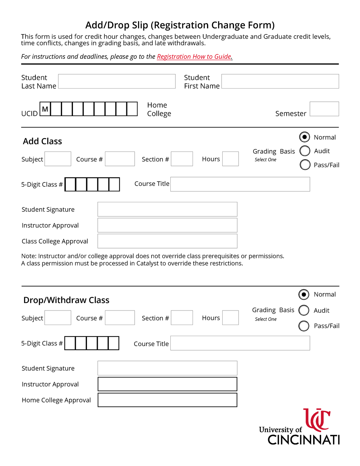 Adddropform Add/Drop Slip (Registration Change Form) This form is