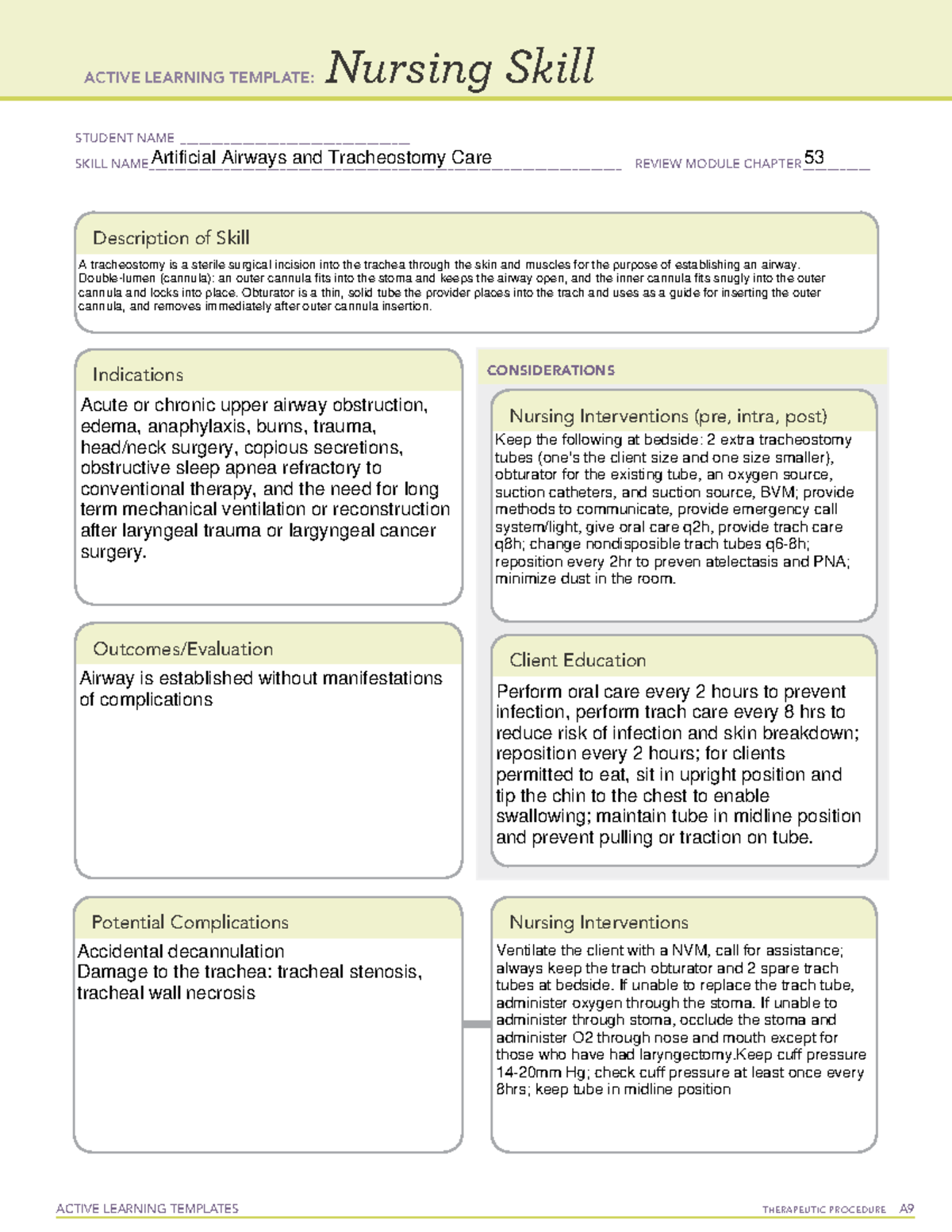 Trach Care Nursing Skill Template - ACTIVE LEARNING TEMPLATES ...