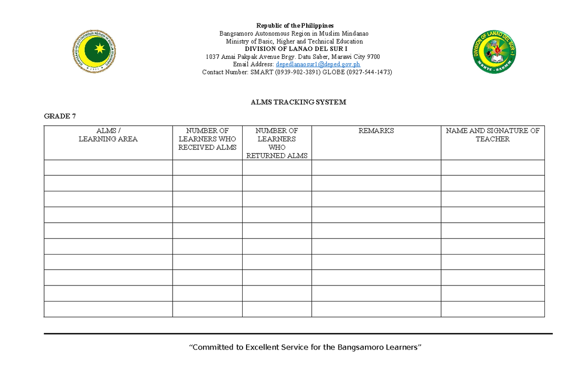 ALMs Tracking - Bangsamoro Autonomous Region in Muslim Mindanao ...