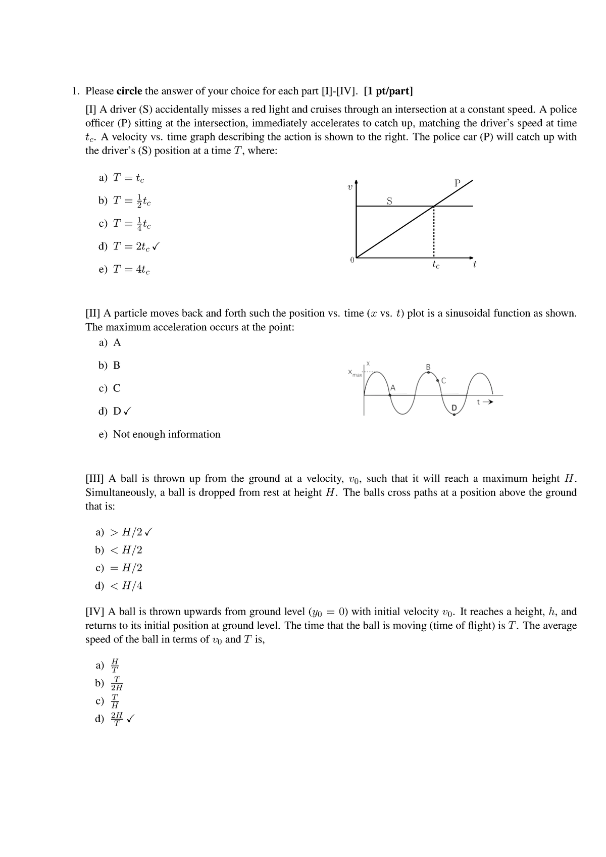 Physics 101 practice mt1 - 1. Please circle the answer of your choice ...