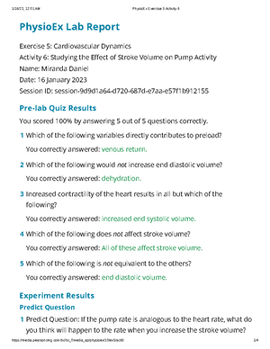 Physio Ex Exercise 5 Activity 3 - PhysioEx Lab Report Exercise 5 ...