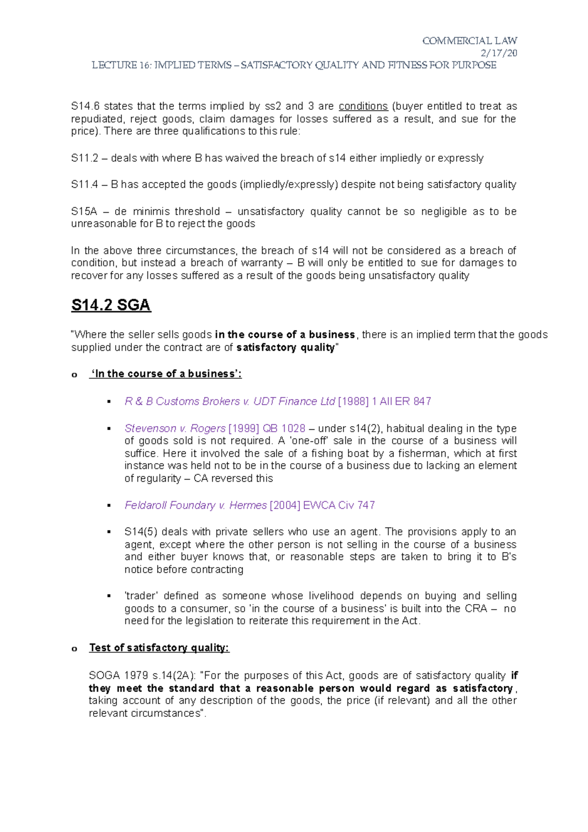 Commercial Law Lecture 16 Implied Terms 2 17 LECTURE 16 IMPLIED   Thumb 1200 1698 