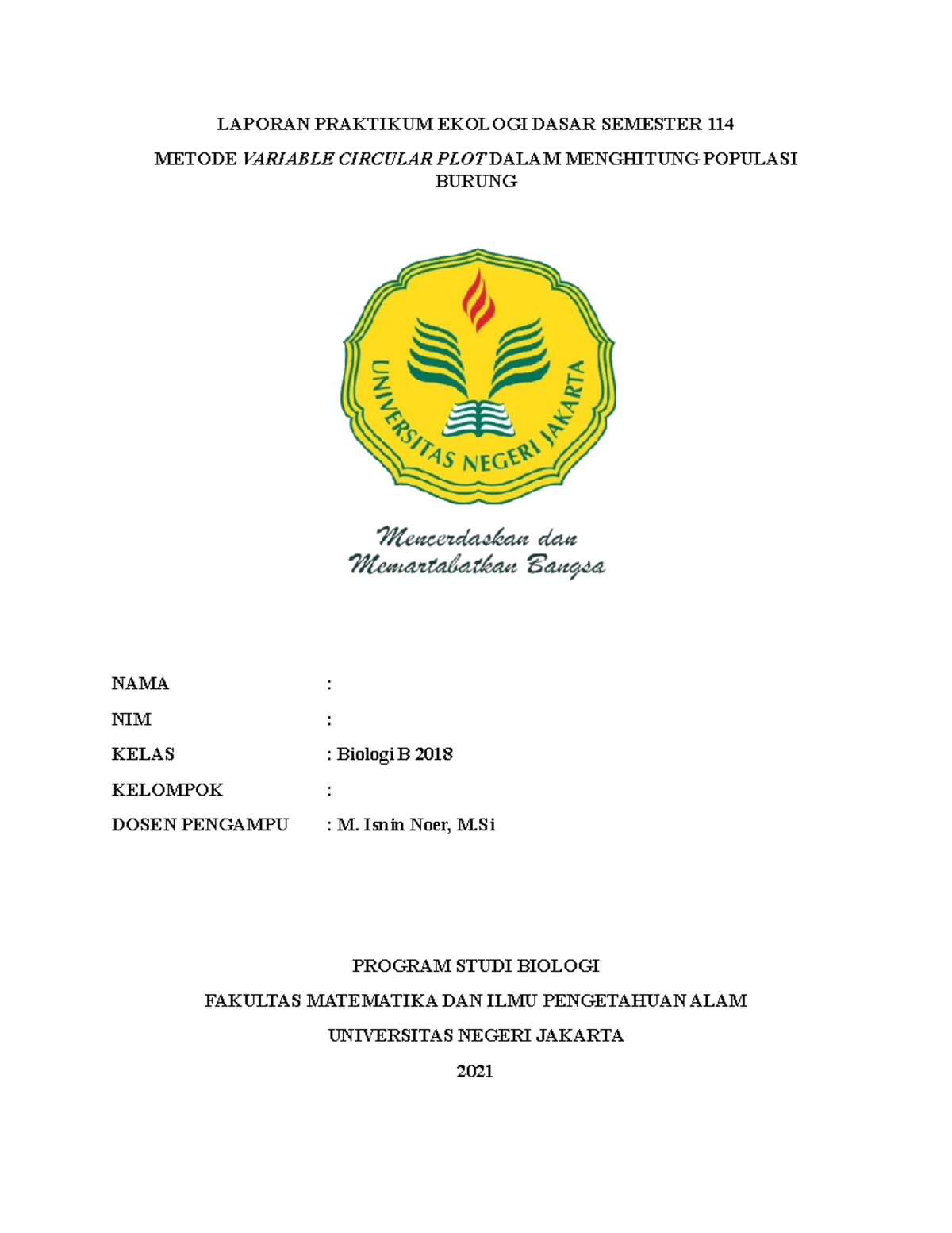 Ekologi Dasar Laporan Praktikum Metode Variable Circular PLOT Dalam ...