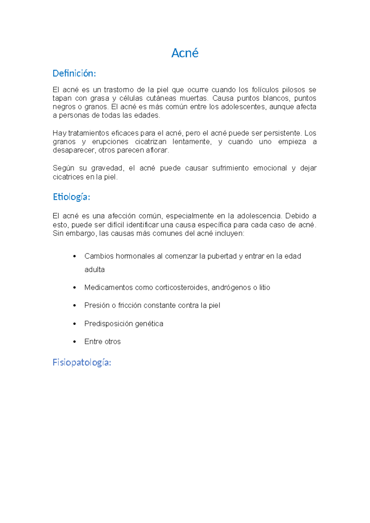 Acné informe - cuidado de piel - Acné Definición: El acné es un ...