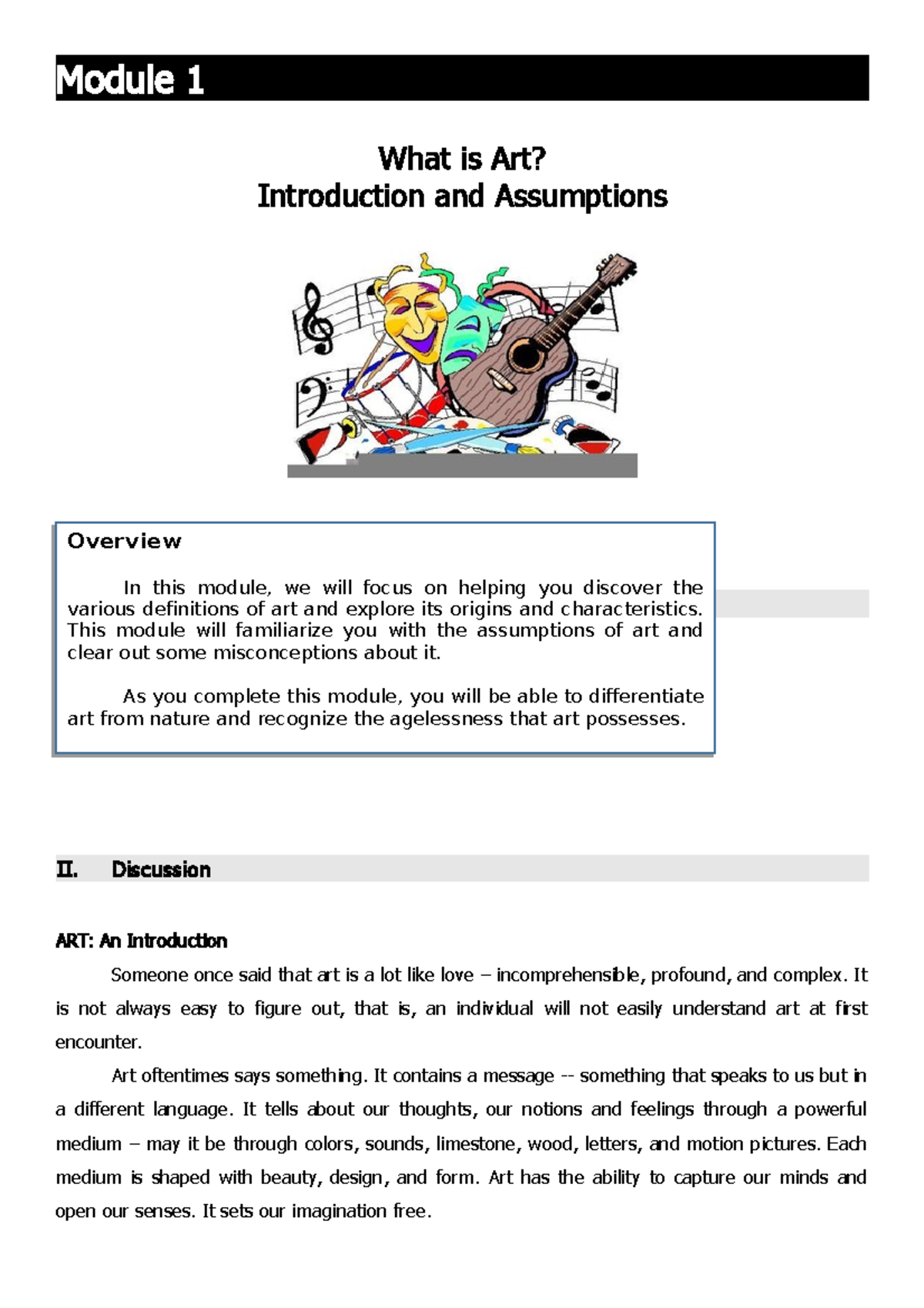 Module-1 What-is-Art-Introduction-and-Assumptions - Module 1 What is ...