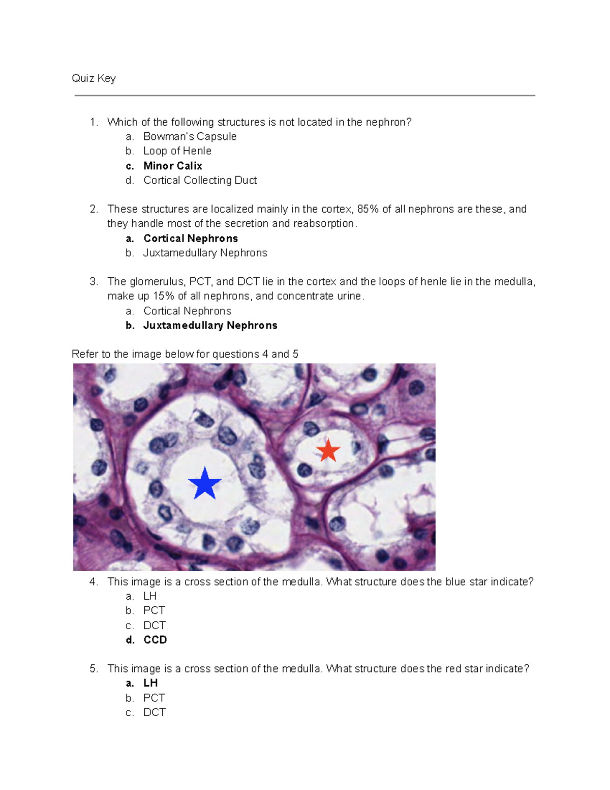 Histology Quiz 1 Quiz Key 1. Which of the following structures is not