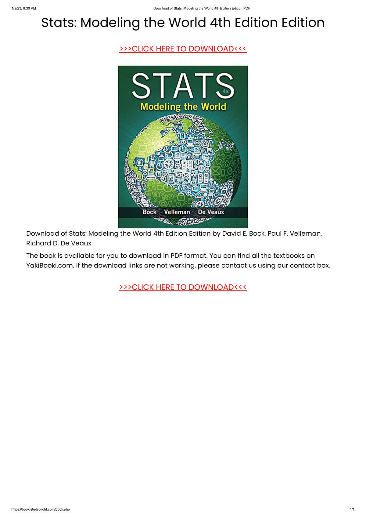Stats Modeling the World 4th Edition Edition PDF studyplight/book.php