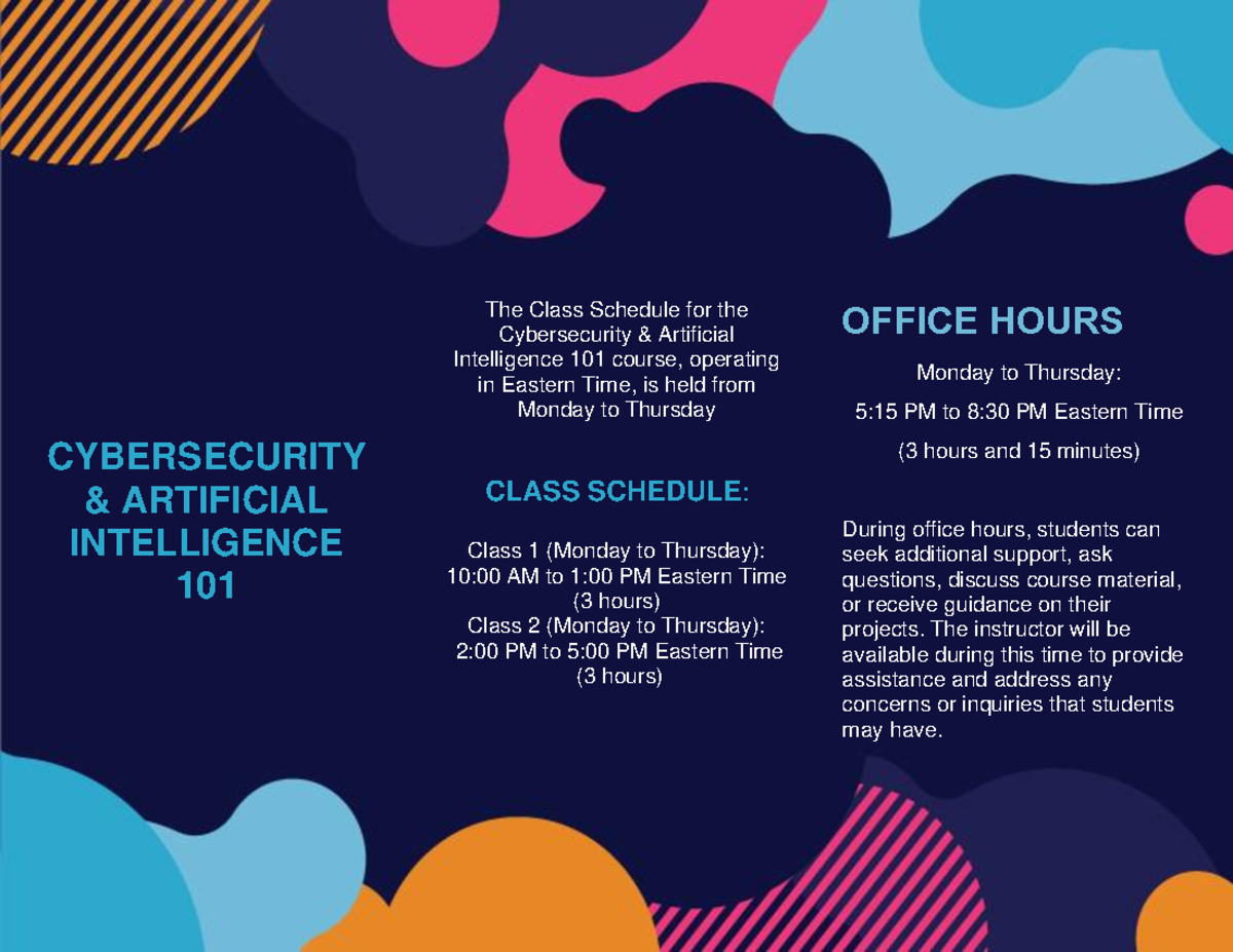 Instructor Schedule & Office Hours - CYBERSECURITY & ARTIFICIAL ...