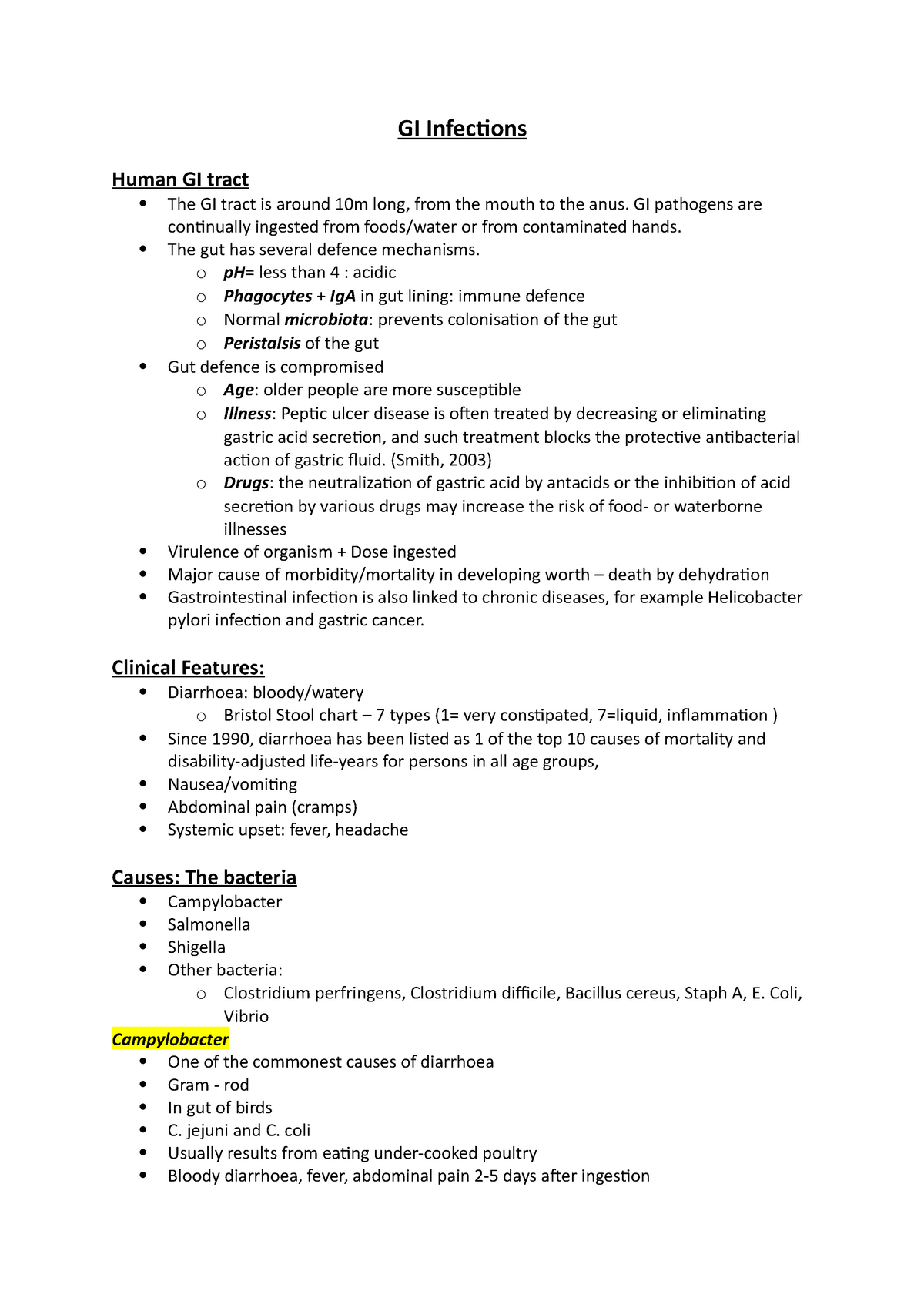 GI Infections - Lecture notes - GI Infecions Human GI tract The GI ...