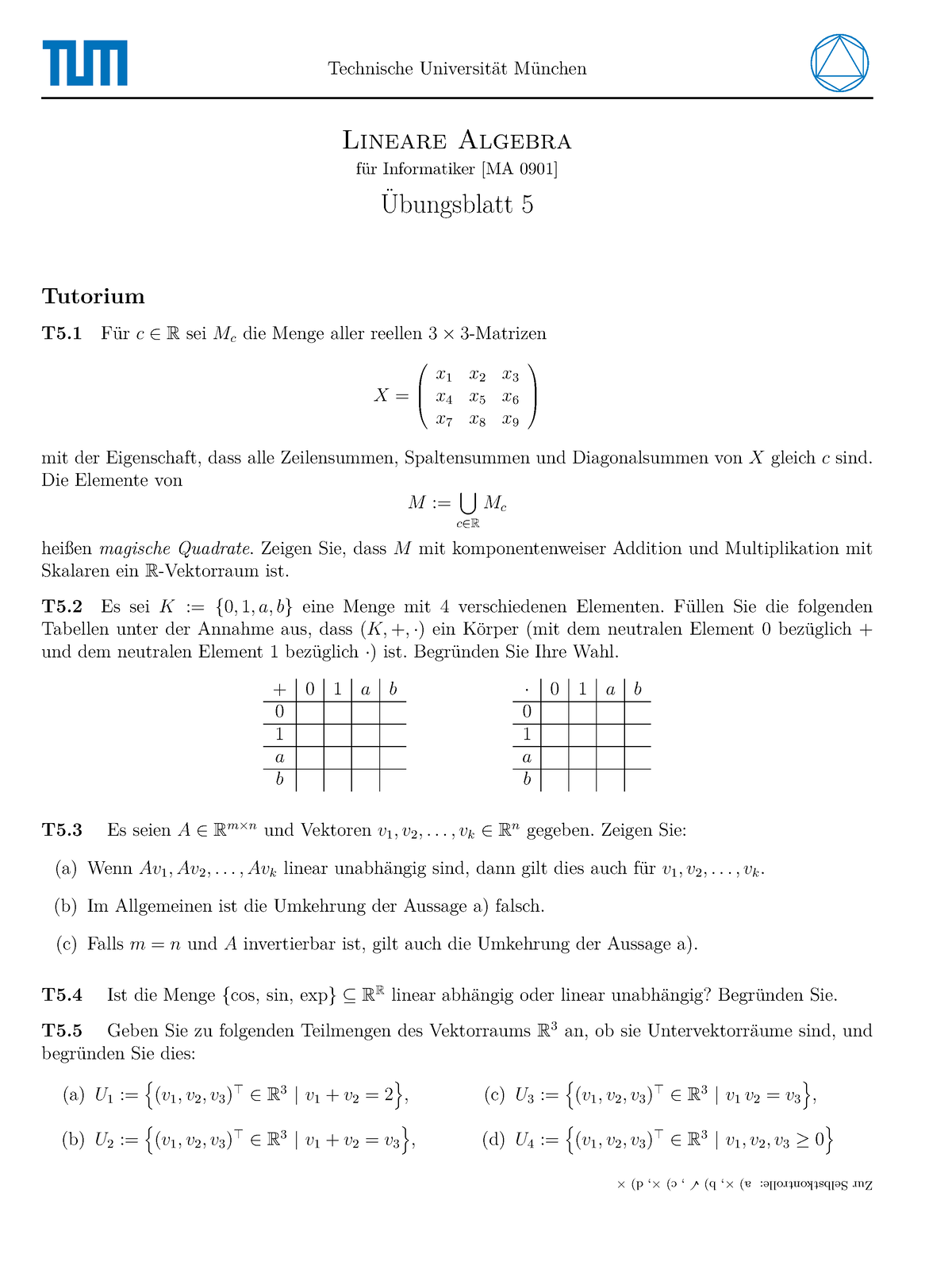 Blatt-aufg - Tutorübung - Technische Universit ̈at M ̈unchen Lineare ...