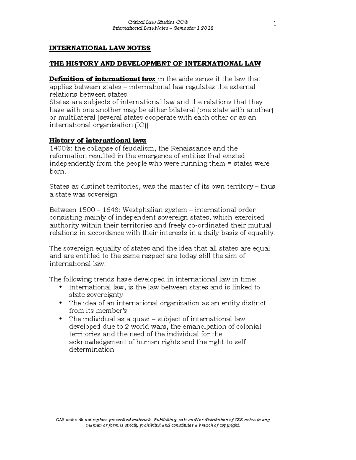 notes of international law and summary - International Law Notes ...