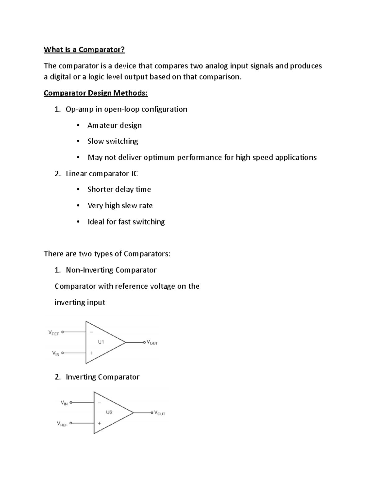 Operational Amplifiers Comparator - What is a Comparator? The ...
