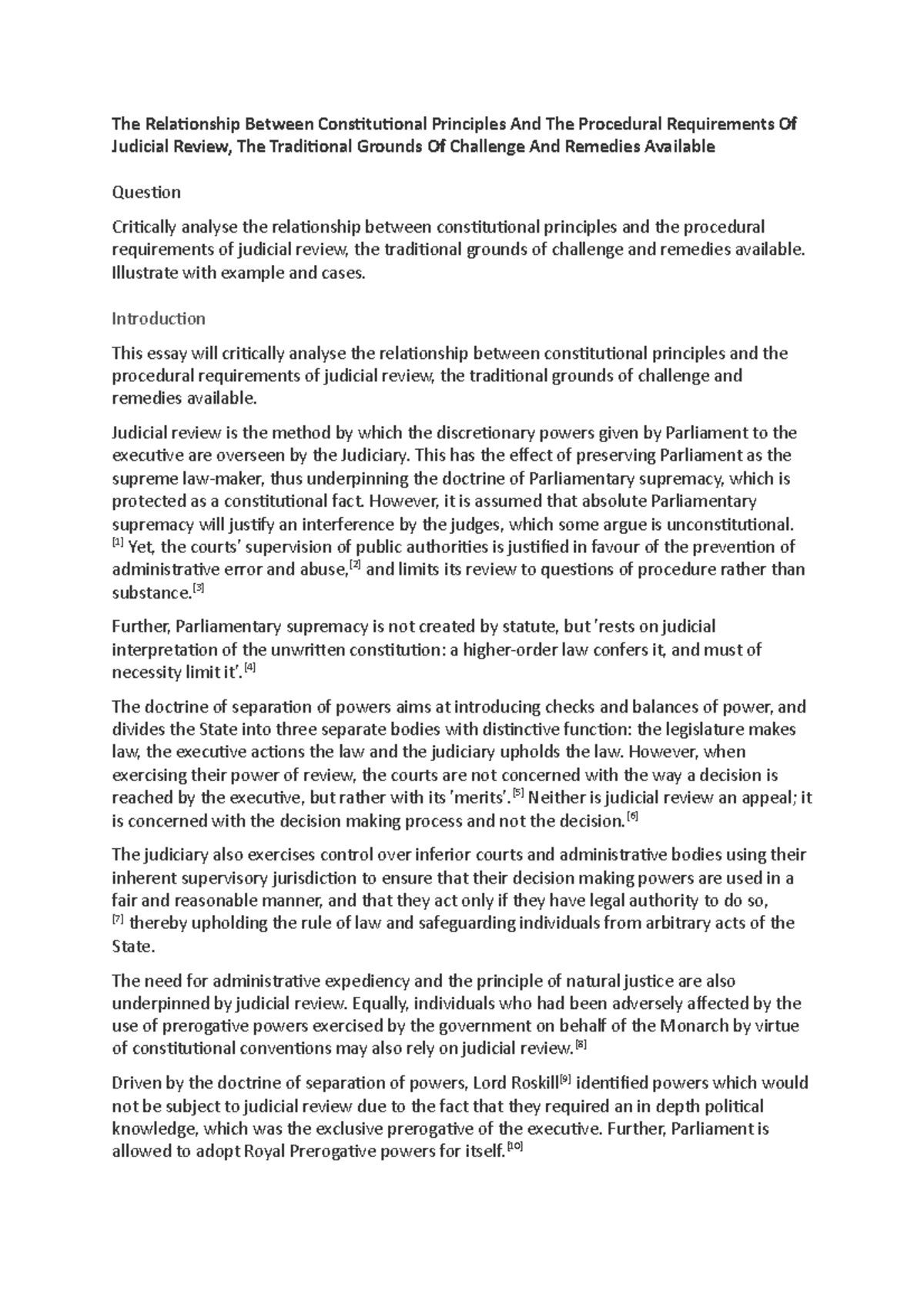 The Relationship Between Constitutional Principles And The Procedural ...