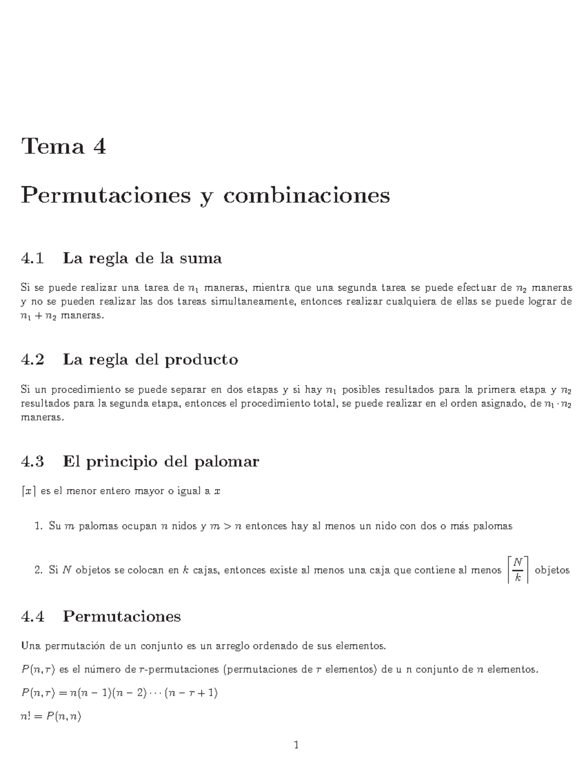 Permutaciones y combinaciones Ejercicios 1 metodos numericos - Tema 4 ...