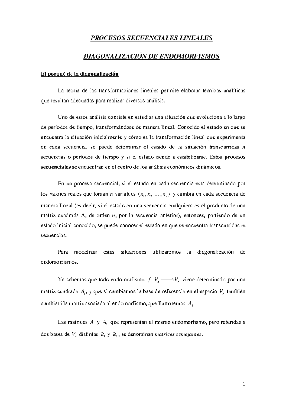 DiagonalizaciÓn De Endomorfismos Pdf Nº 7 Procesos Secuenciales Lineales DiagonalizaciÓn De