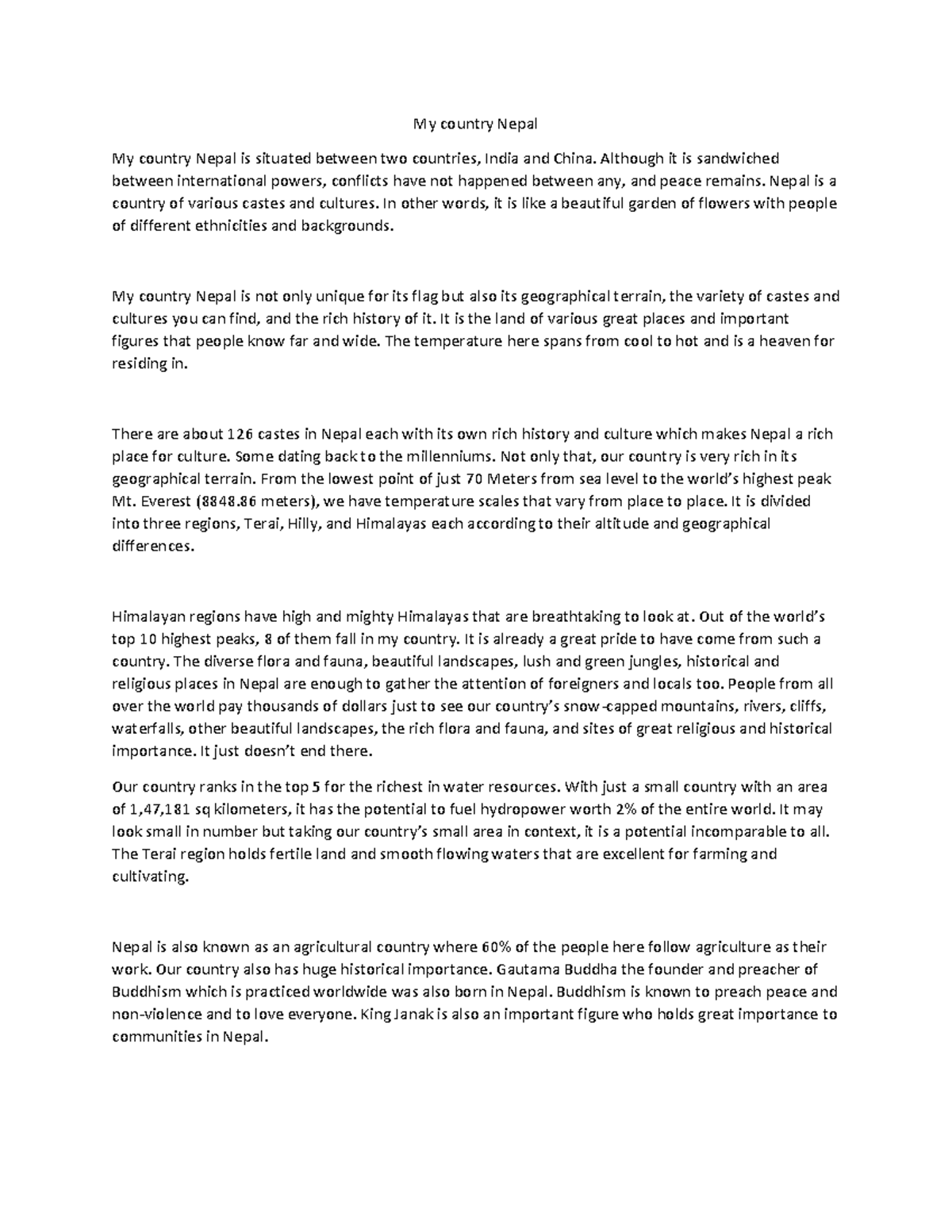 My Country Nepal This Is An Essay My Country Nepal My Country Nepal 