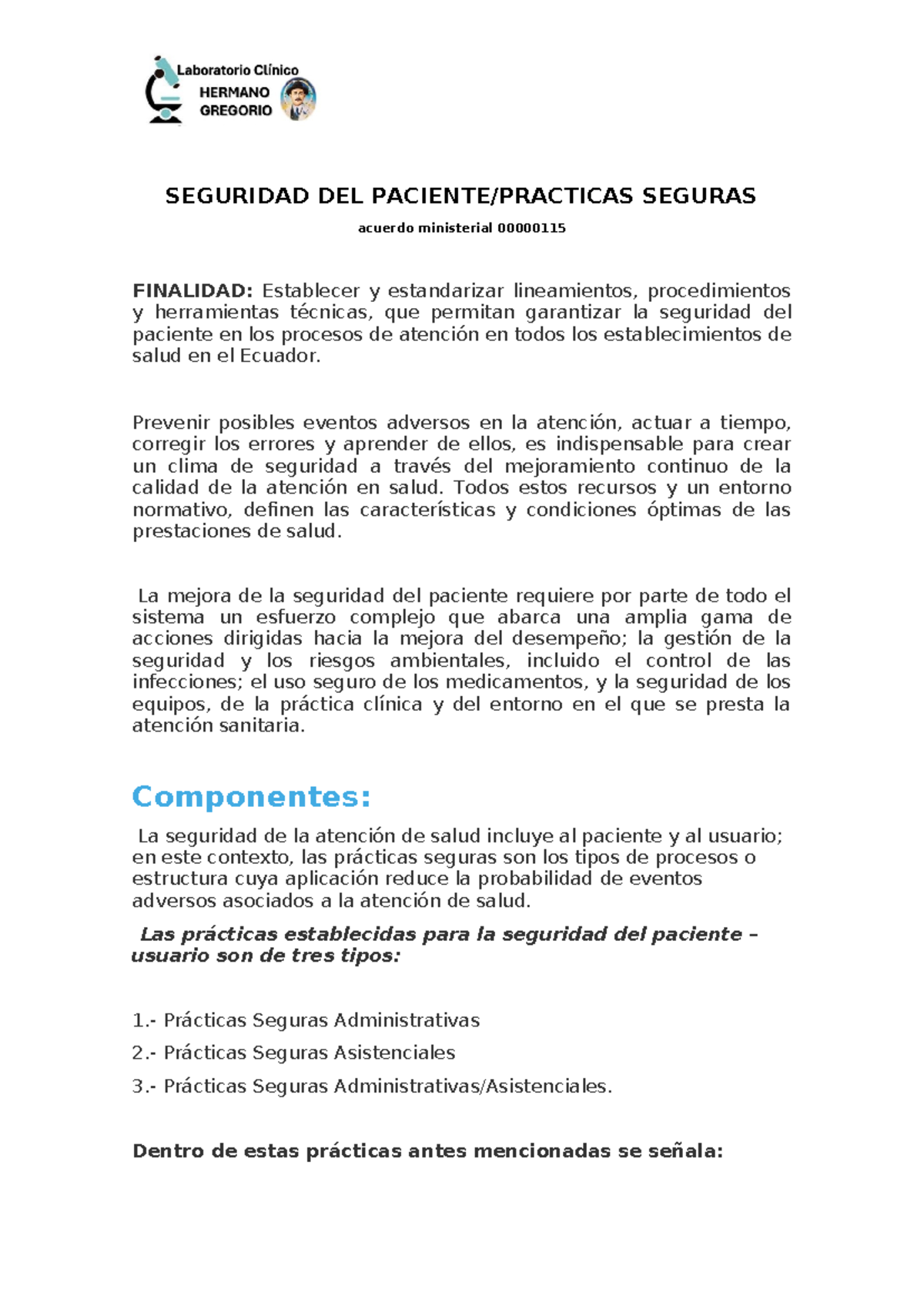 7 Practicas seguras acuerdo ministerial 00000115 - SEGURIDAD DEL ...