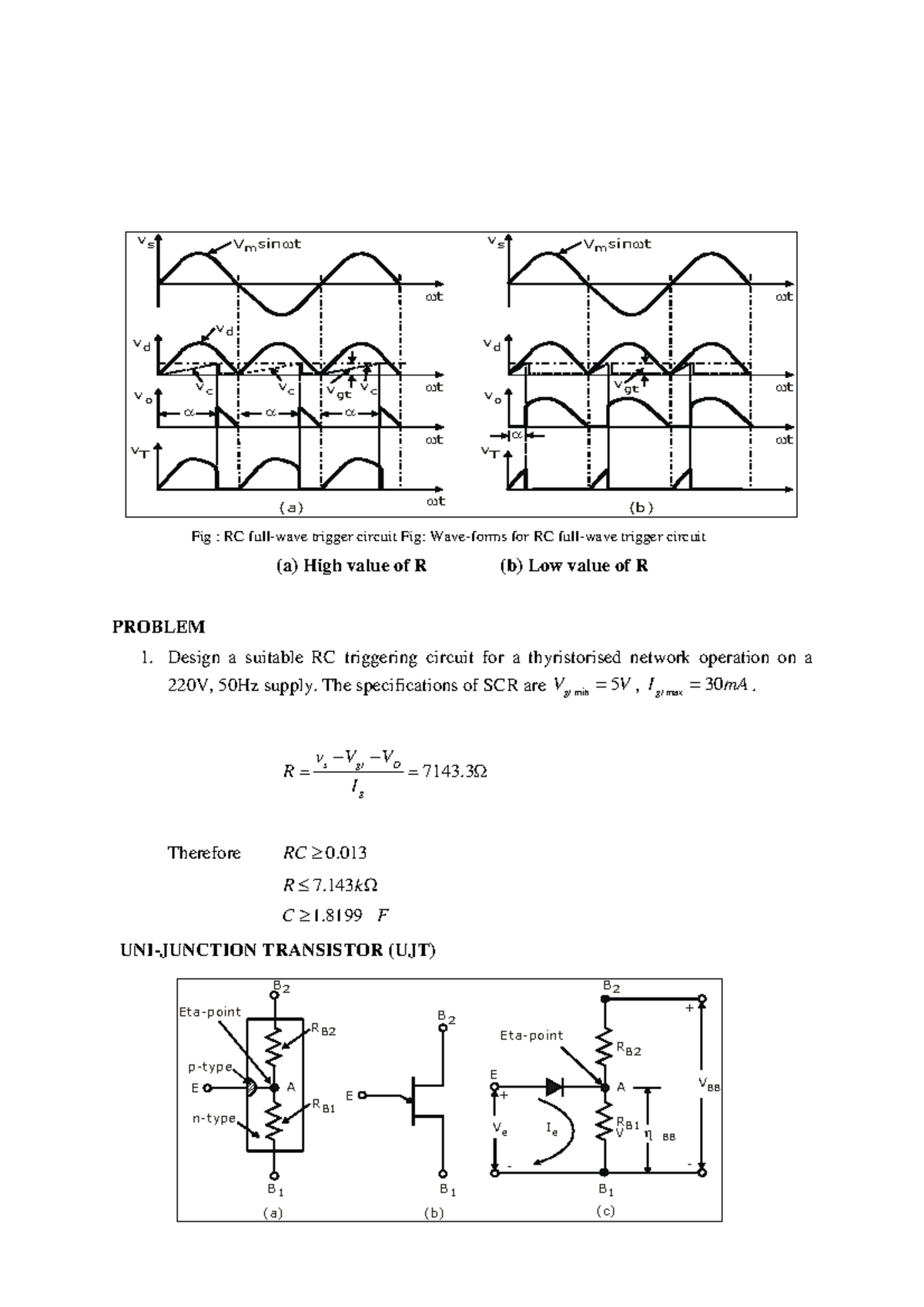 Power Electronics- ELEC 433- LEC 3 - Fig : RC full-wave trigger circuit ...