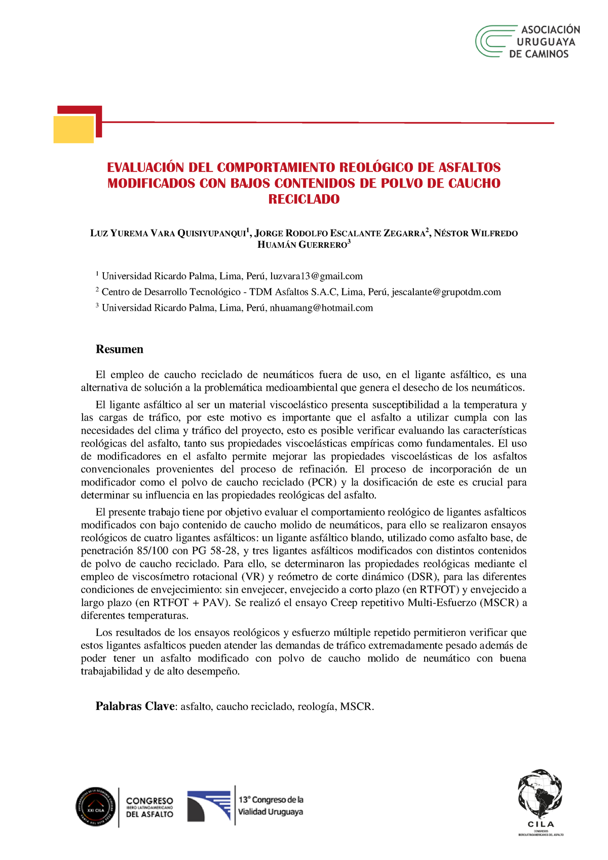 Evaluacion DEL Comportamiento Reologico DE Asfaltos Modificados CON ...