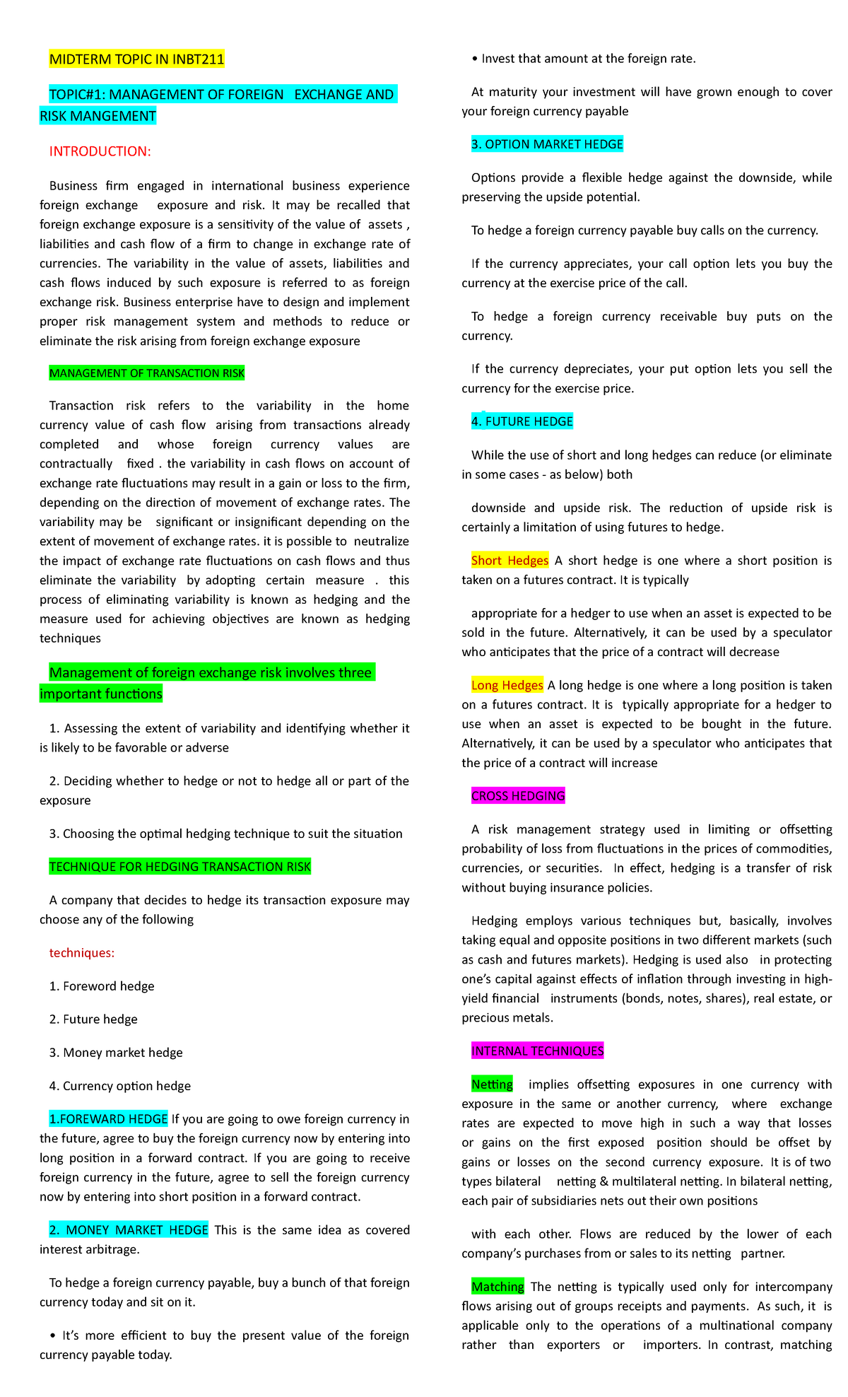 Midterm Topic IN INBT211 - MIDTERM TOPIC IN INBT TOPIC#1: MANAGEMENT OF ...