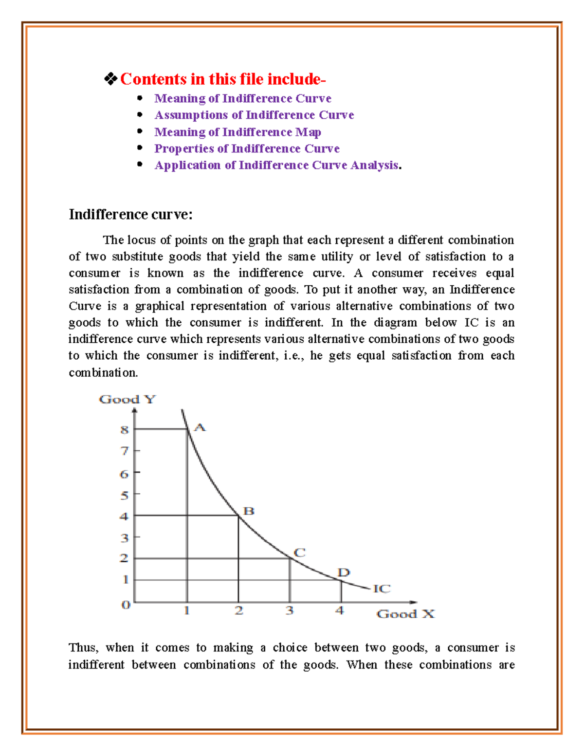 Explain Various Properties Of Indifference Curve