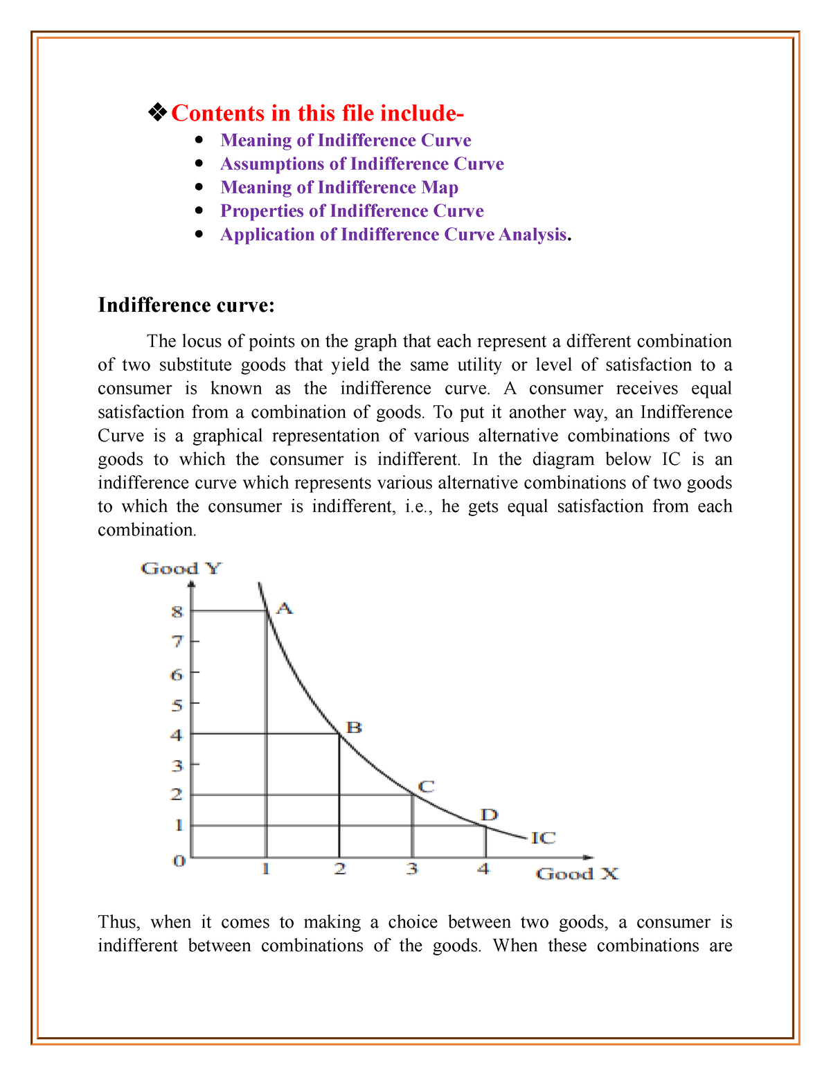 Indifference Curve Analysis Indifference Curve The Locus Of Points 