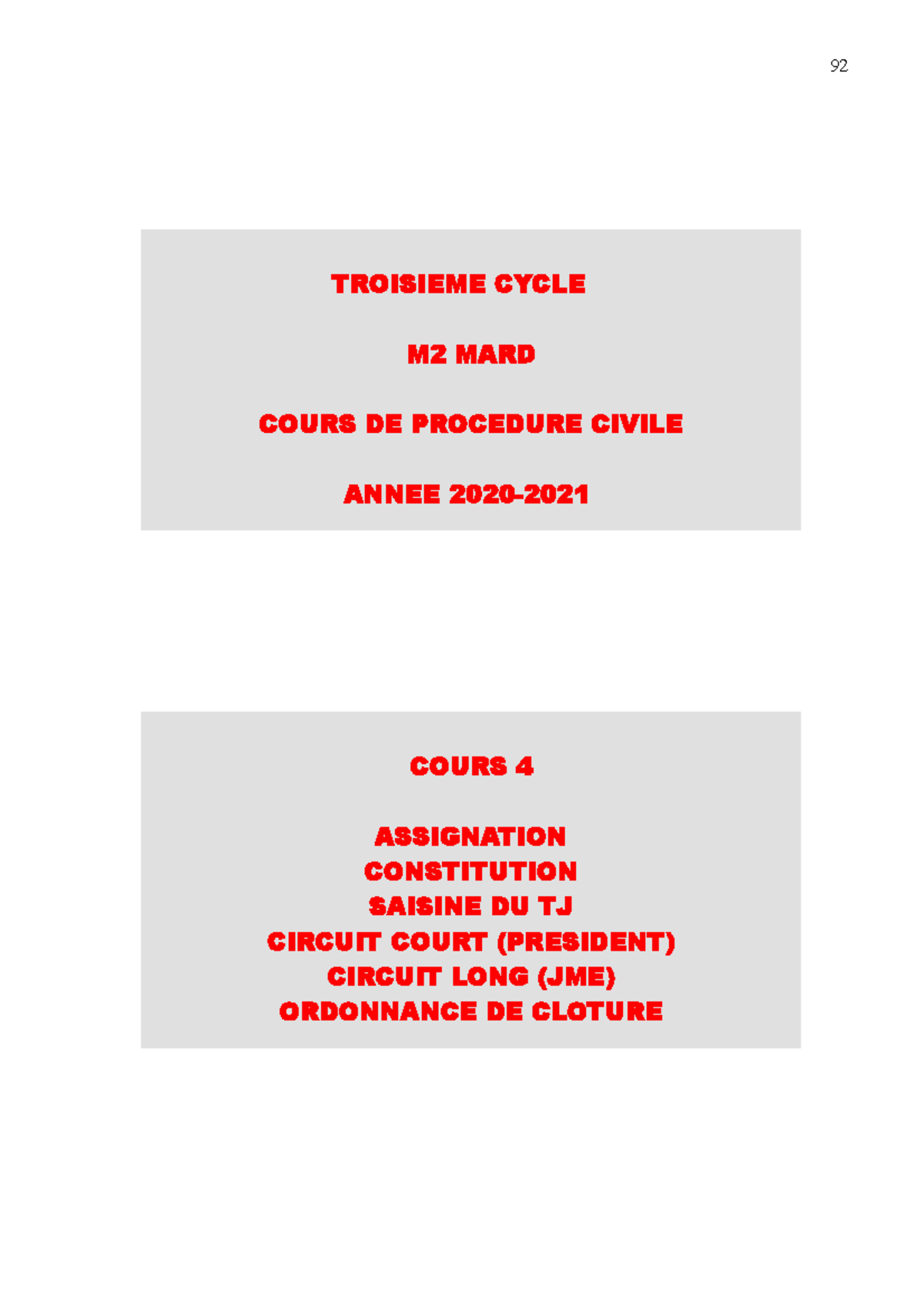 Cours 4 Pages 93 A 125 Assignation TJ Constitution Saisine Circuit