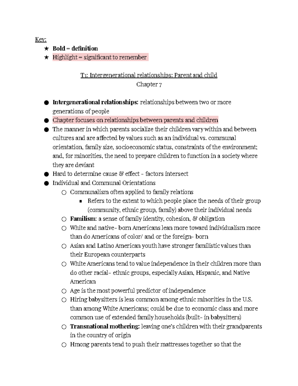 Module 6 Notes - topics regarding intergenerational relationships and ...