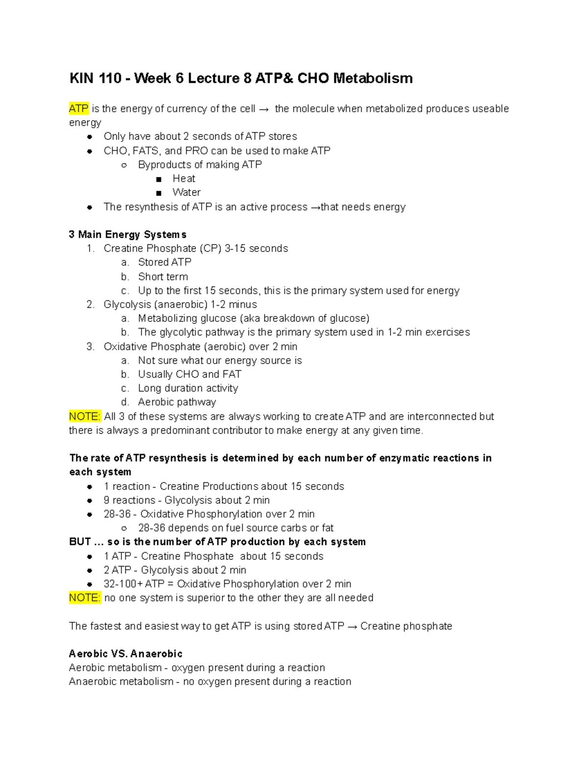 KIN 110 - Week 6 +7 - Gregory Grinnell lecture notes for kin 110 - KIN ...