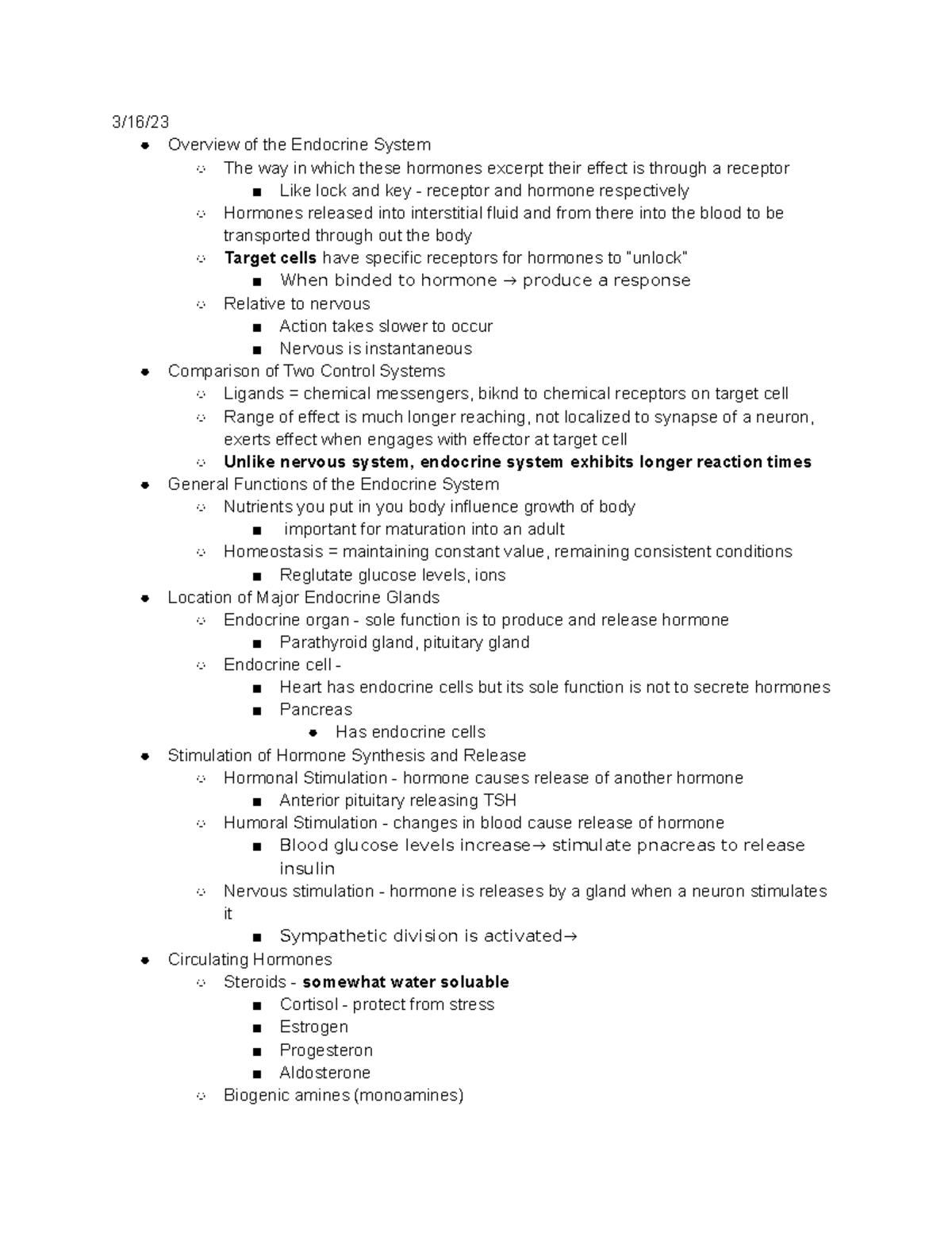 Psb Endocrine Lecture Notes 316 Overview Of The Endocrine System The Way In Which These 