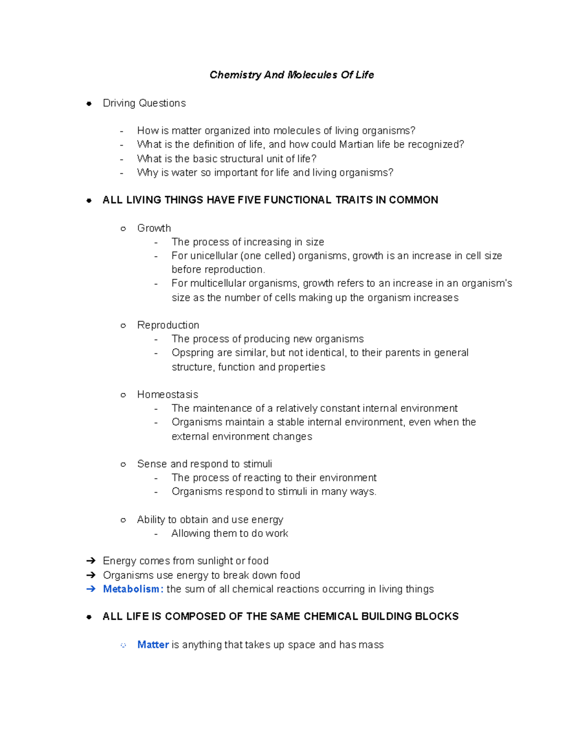 Chemistry And Molecules Of Life pg1 Chemistry And Molecules Of Life