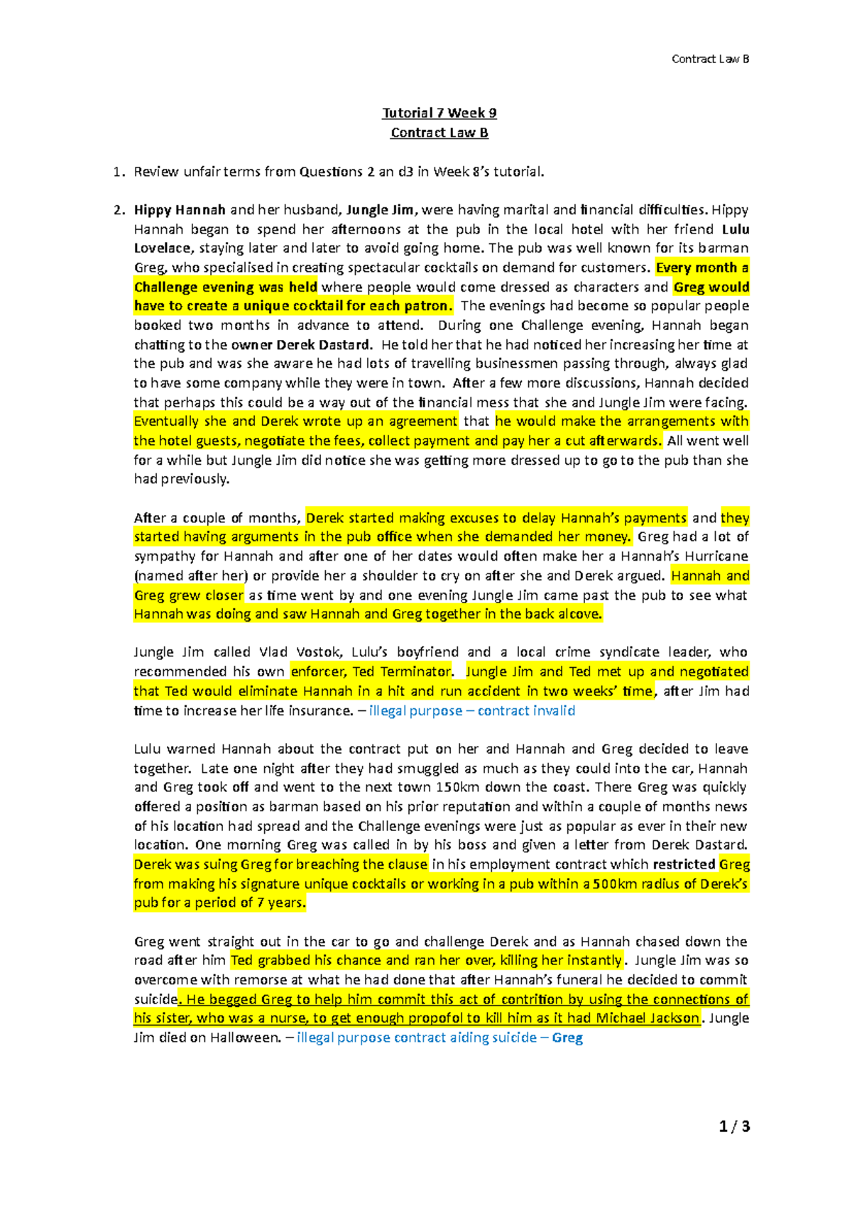 Contract B Tutorial 7 Week 9 - LAWS75-217 - Bond - Studocu