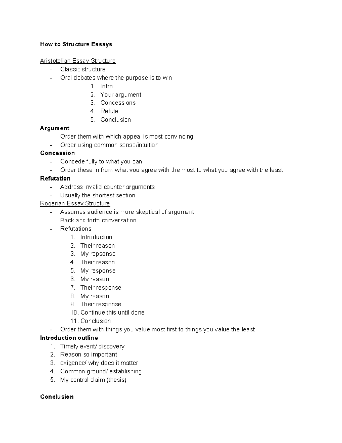 aristotelian essay structure