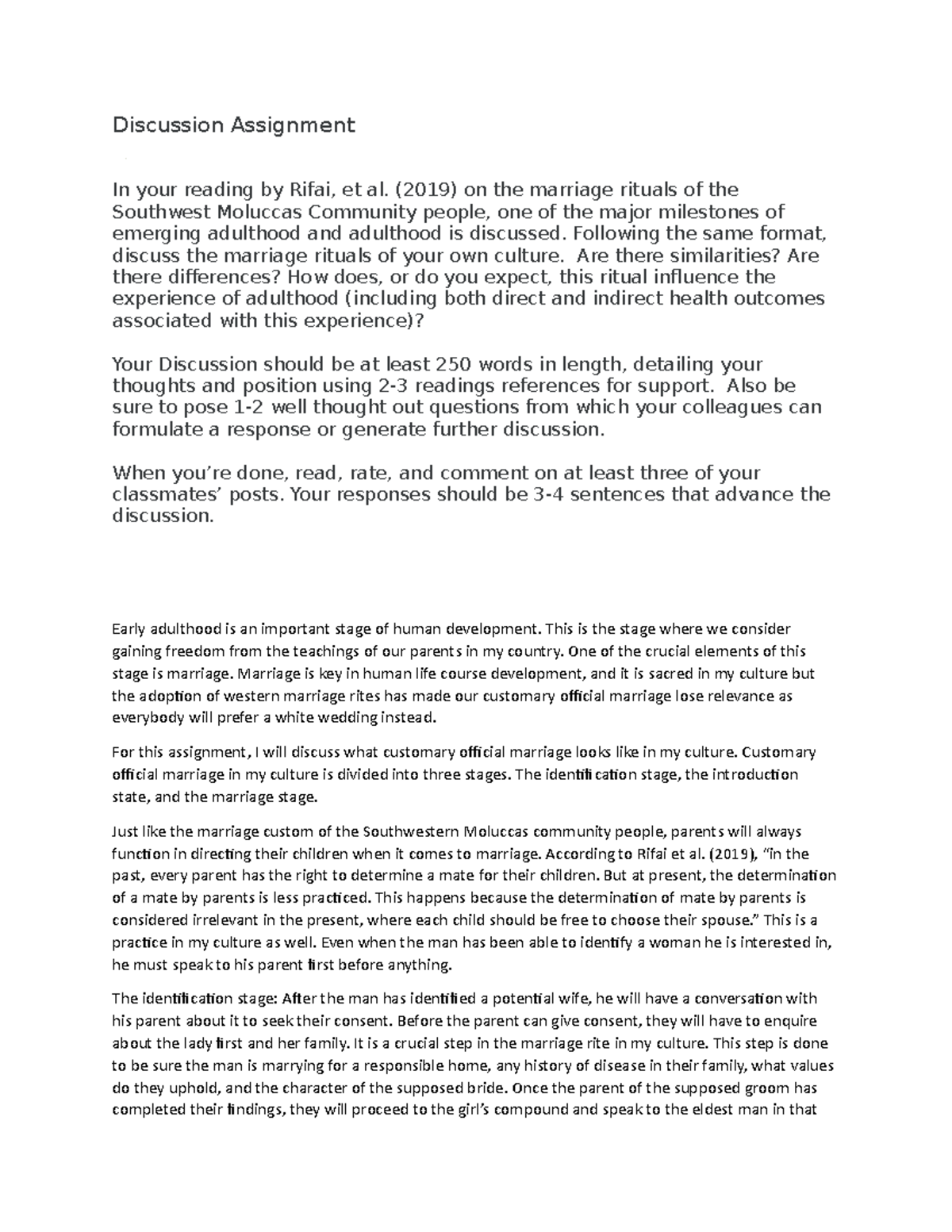 Marriage Rituals in My Culture Studocu