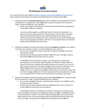 PSY 328 Module Five Assignment - 1 PSY 328 Project Two Milestone ...