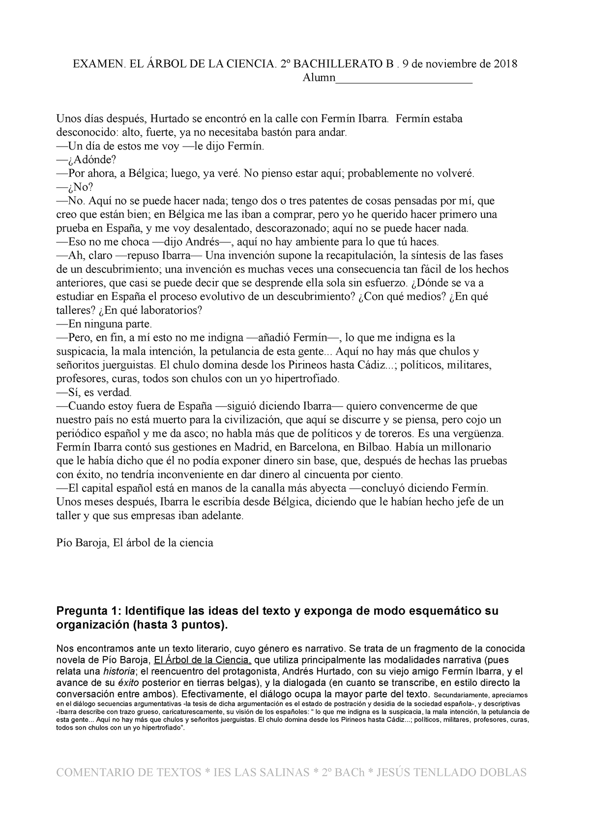 Examen Arbol Ciencia 2018 19 Examen El Árbol De La Ciencia 2º