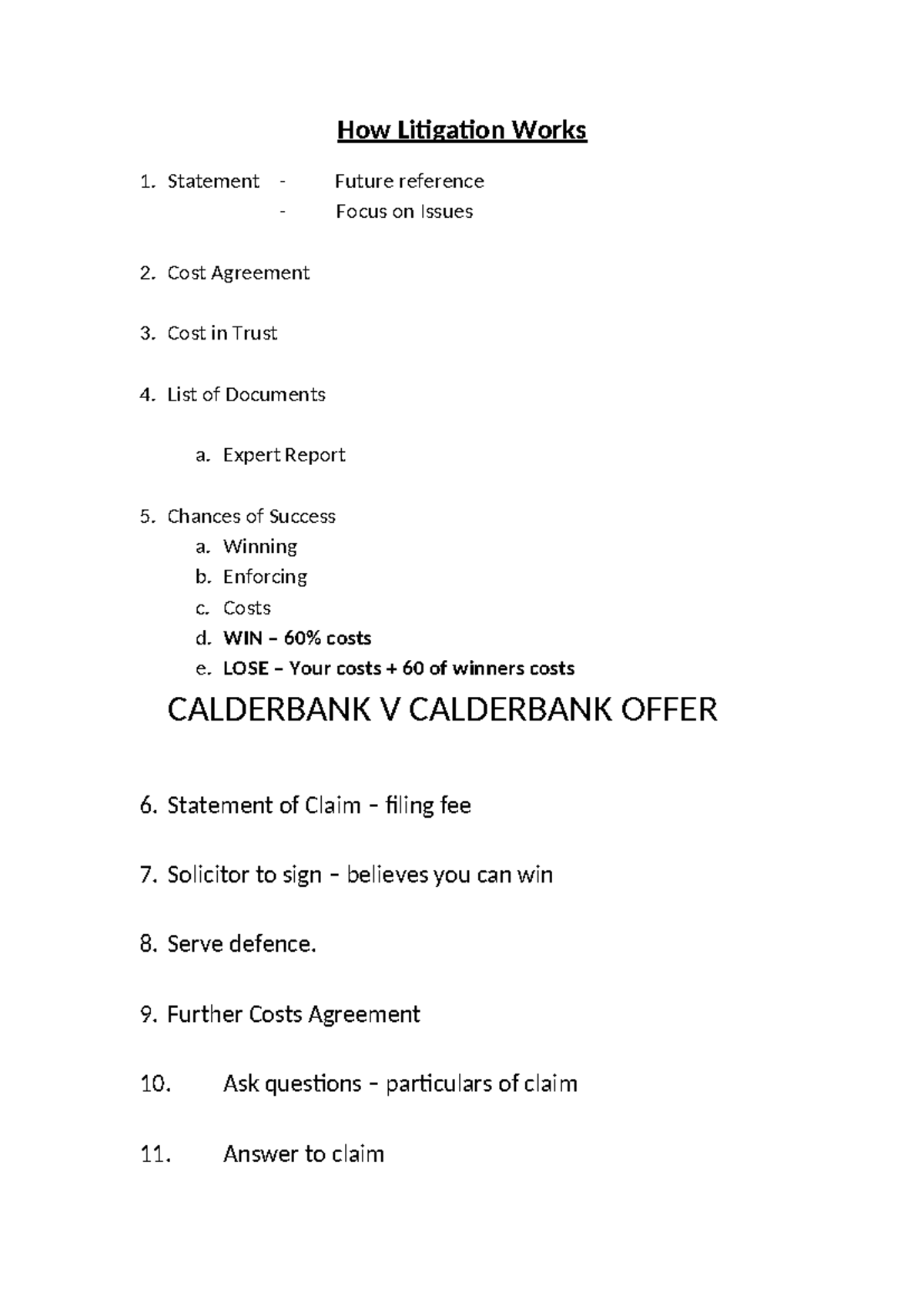 How Litigation Works - class notes - How Litigation Works 1. Statement ...