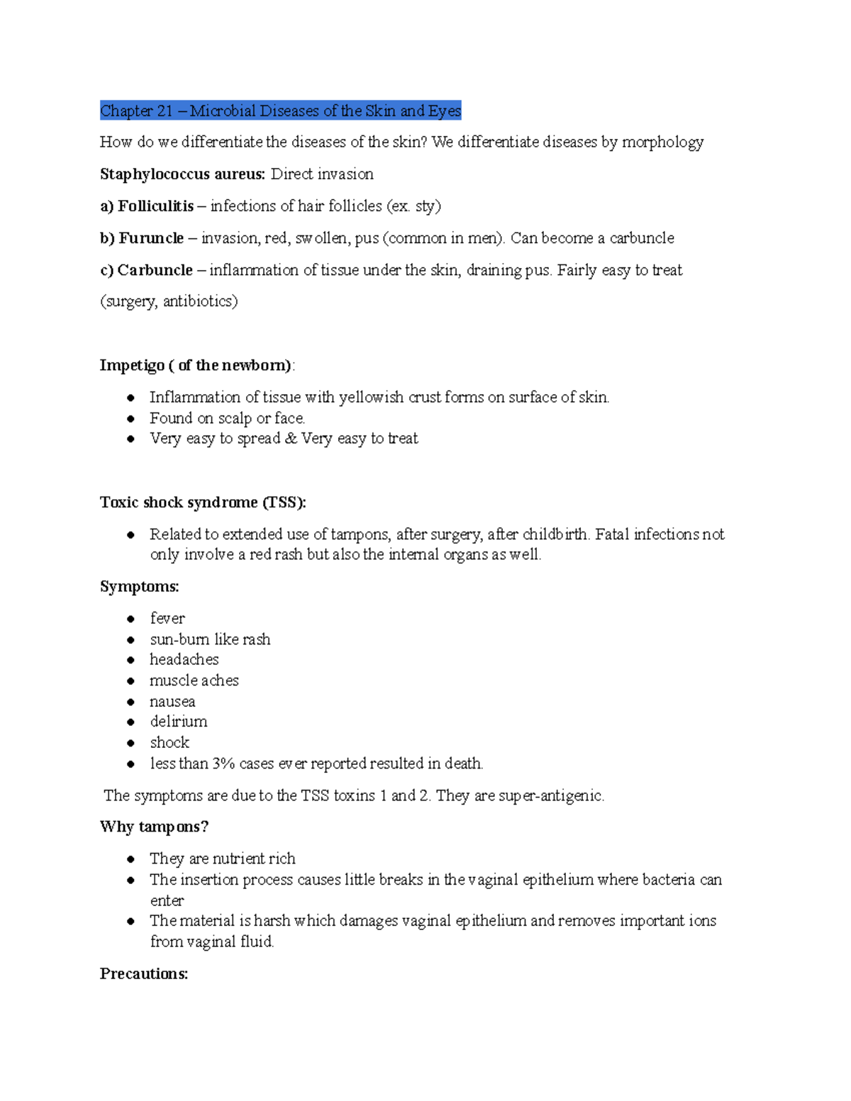 Microbiology notes - Final - Chapter 21 – Microbial Diseases of the ...