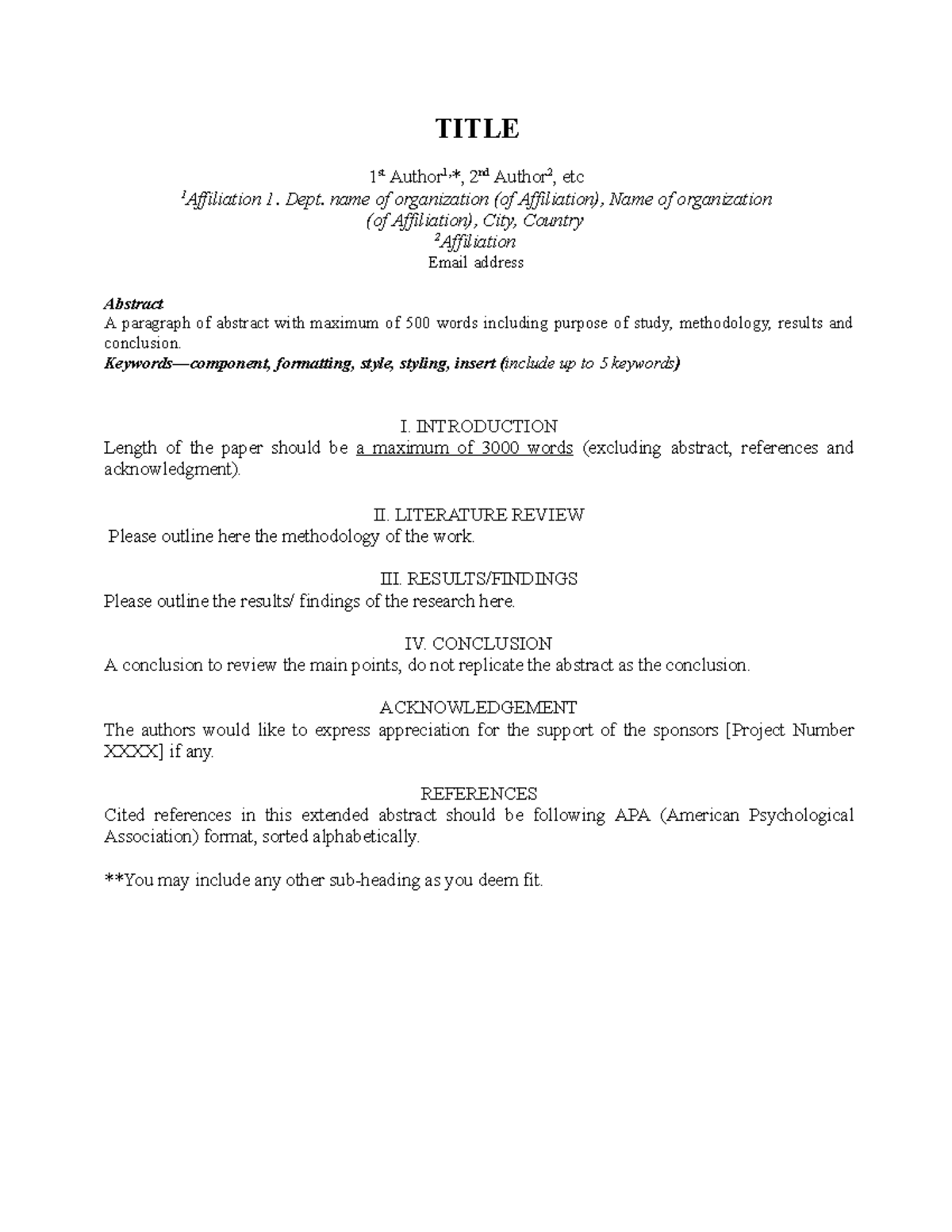 2. Appendix 1 - Paper Template - TITLE 1 st Author1,*, 2nd Author 2 ...