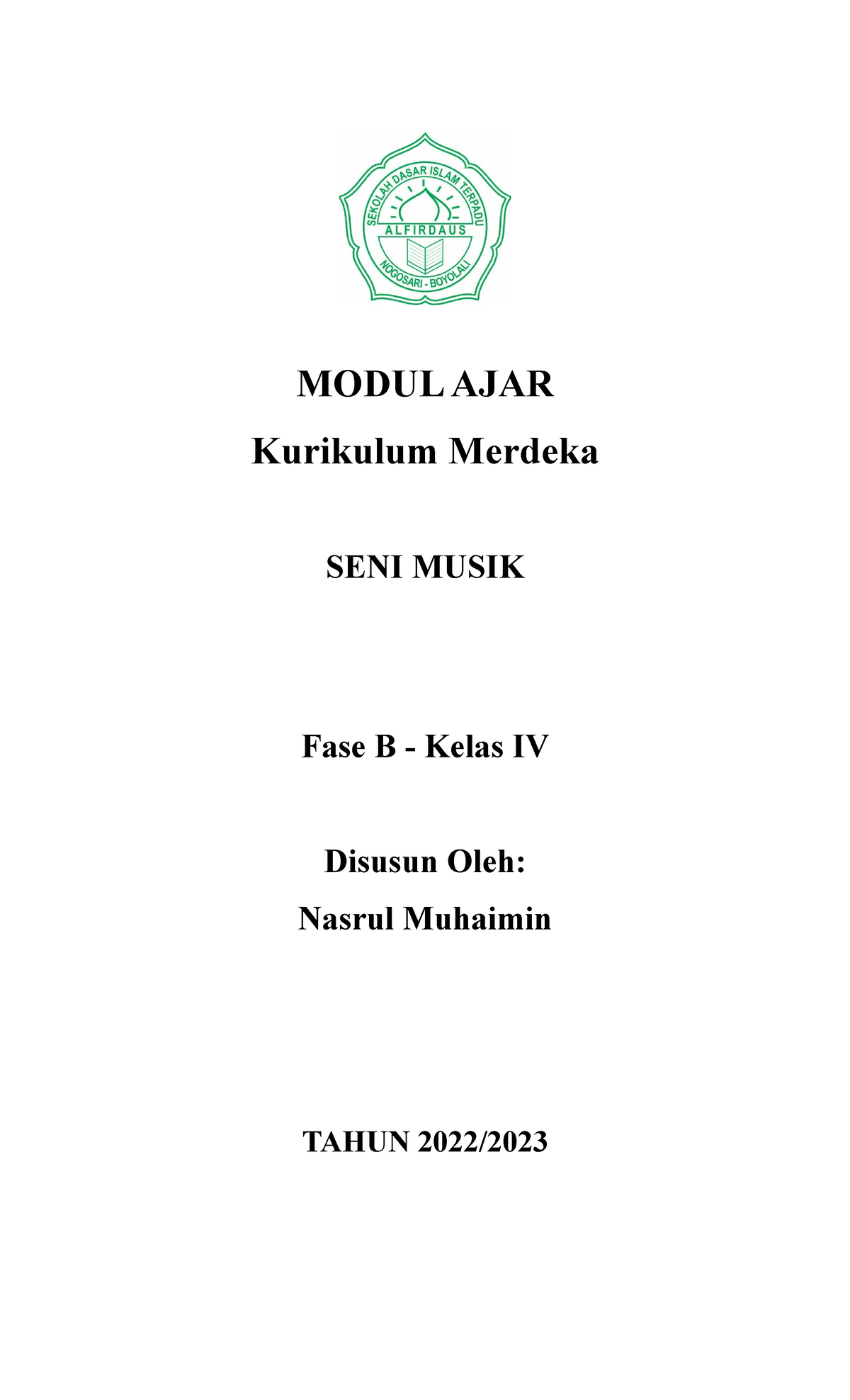 MA - BAB 1 Seni Musik - Tugas - MODUL AJAR Kurikulum Merdeka SENI MUSIK ...