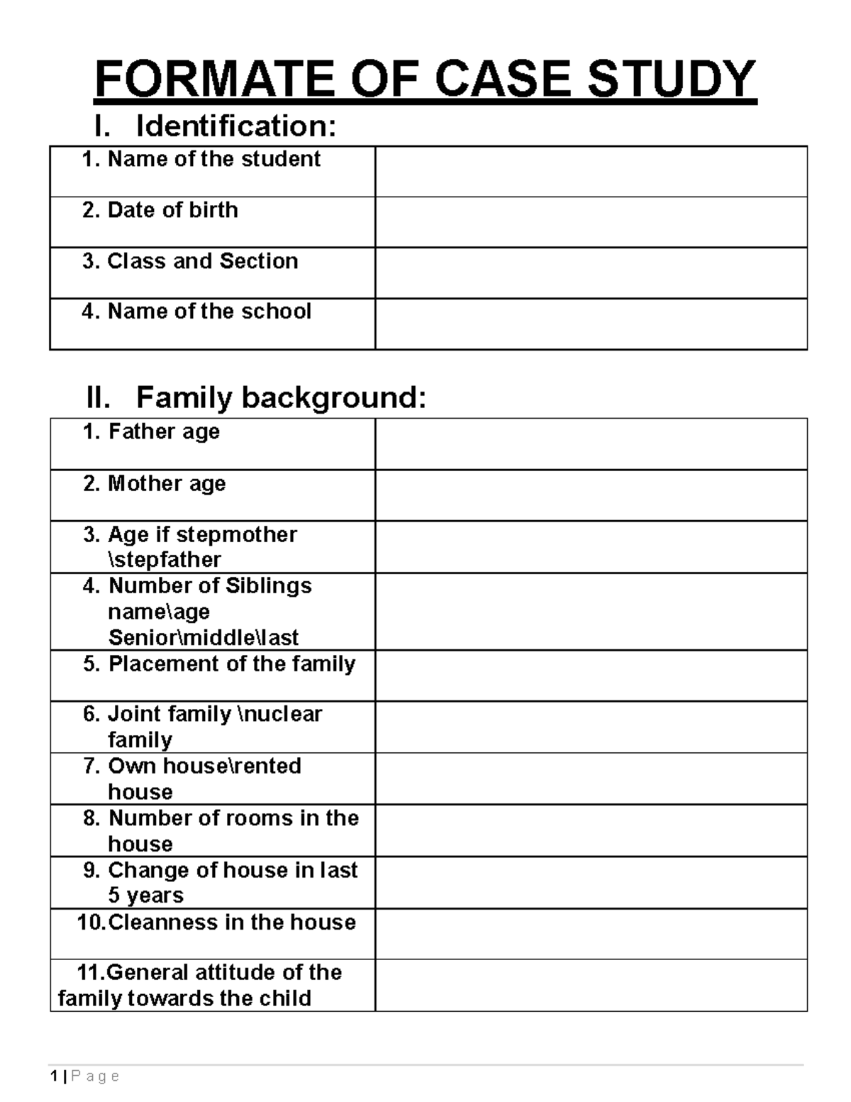 Case study 2 i identification 1 name of the student 2 date of