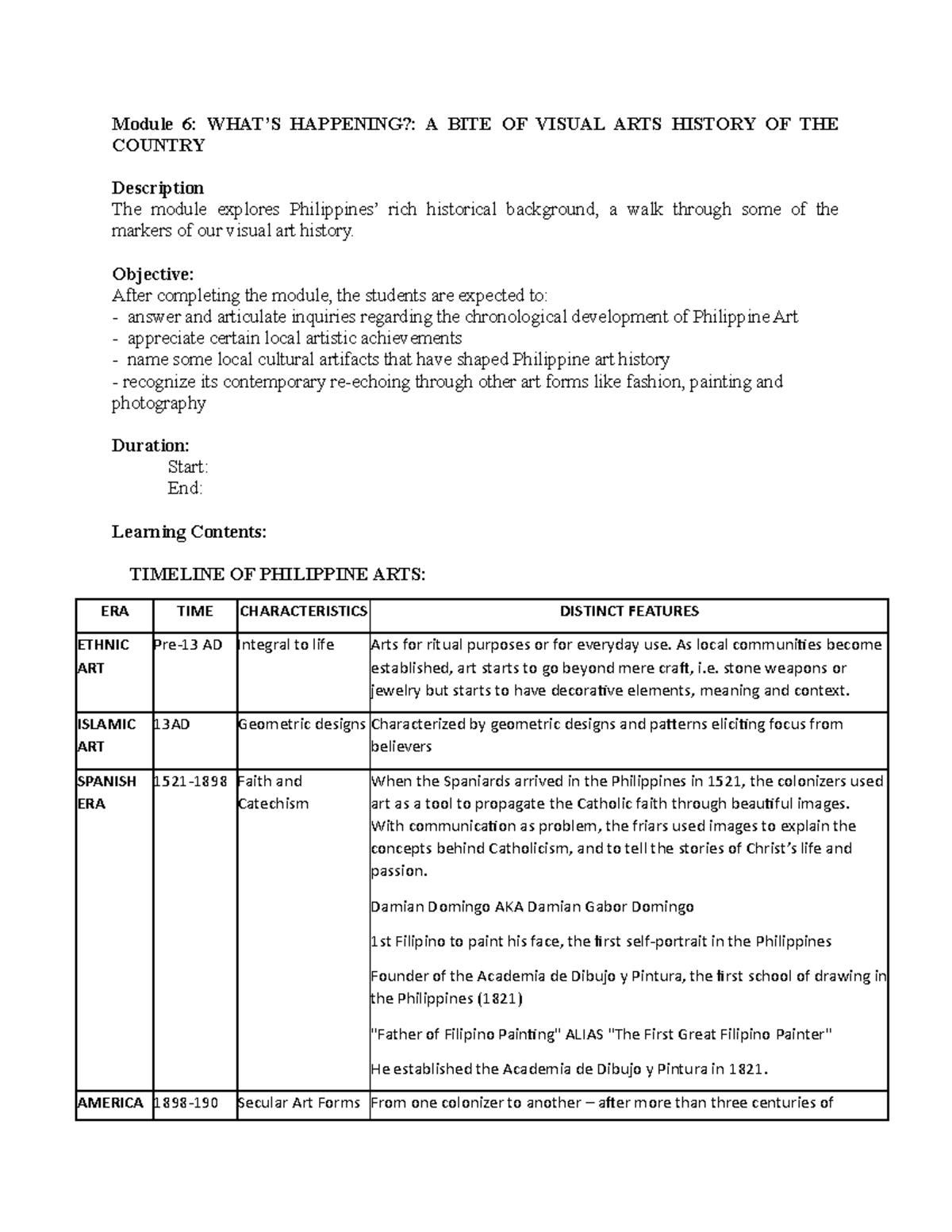 Module 6 art ap - Lecture notes 6 - Art Appreciation - DHVSU - Studocu