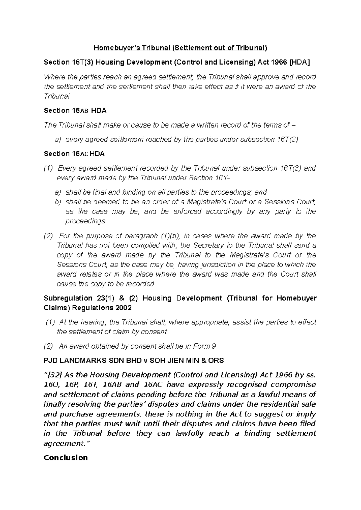 Research Homebuyer Tribunal Settlement - Homebuyer’s Tribunal ...