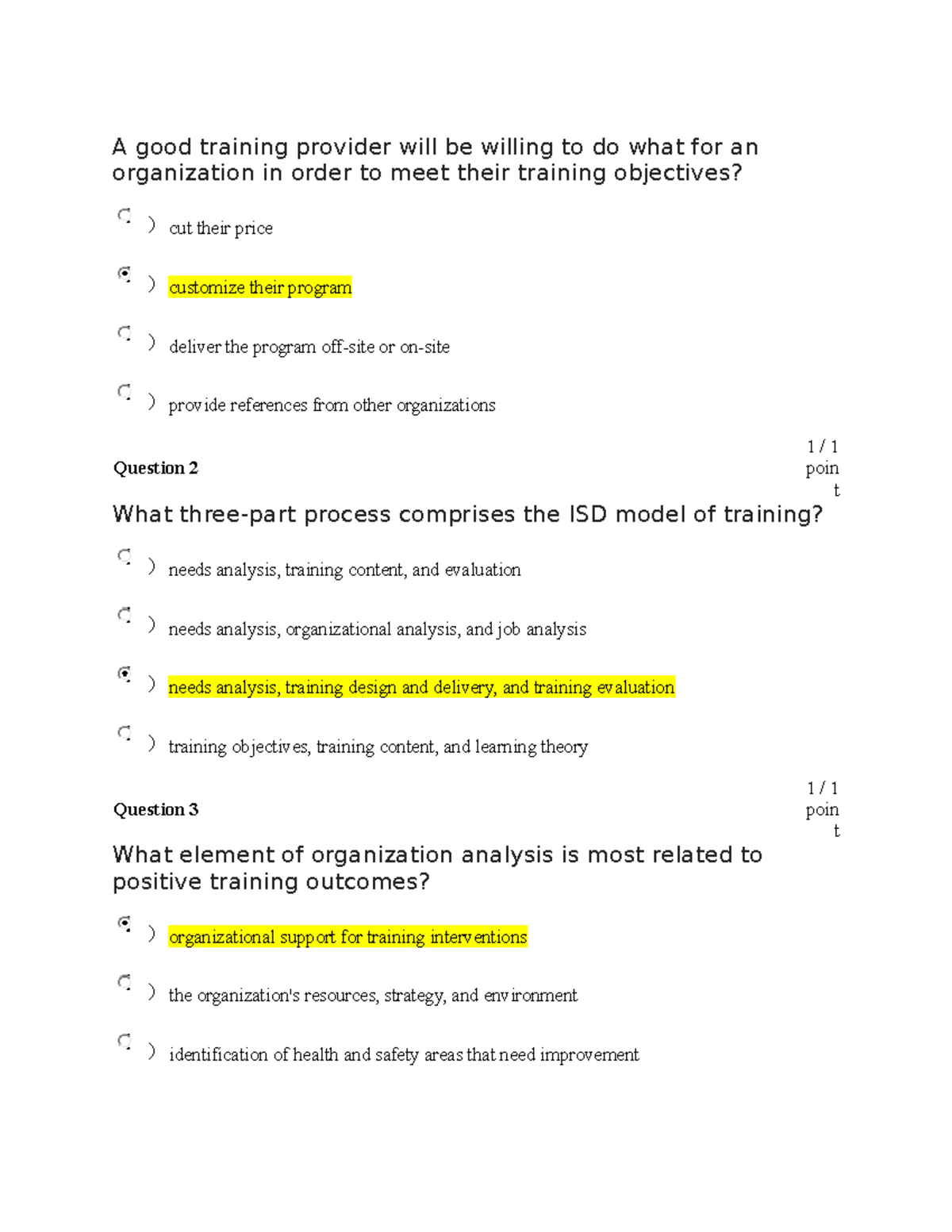 QUIZ 5 OCCUPATIONAL HEALTH AND SAFETY A good training provider