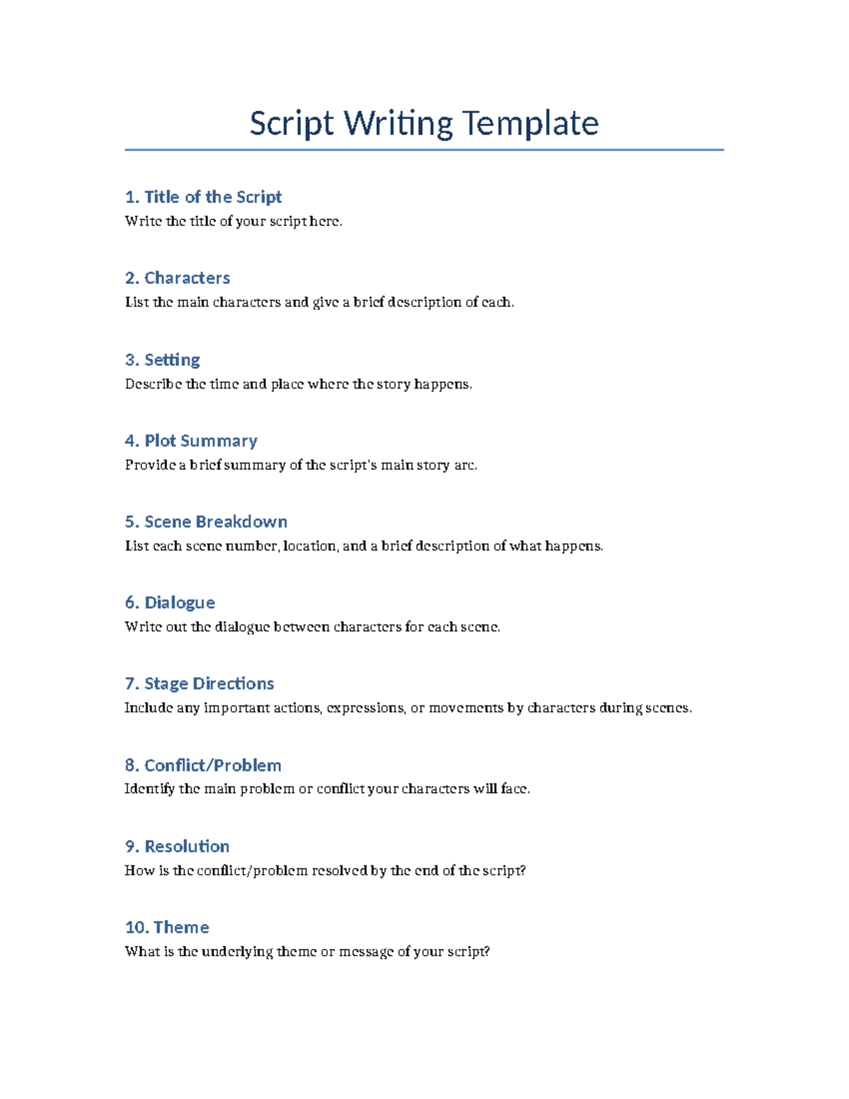 Script Writing Template - Title of the Script Write the title of your ...