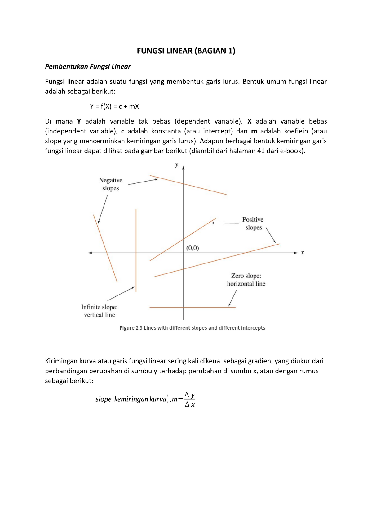 Fungsi Linear Matematika Dasar Bagian 1 Fungsi Linear Bagian 1