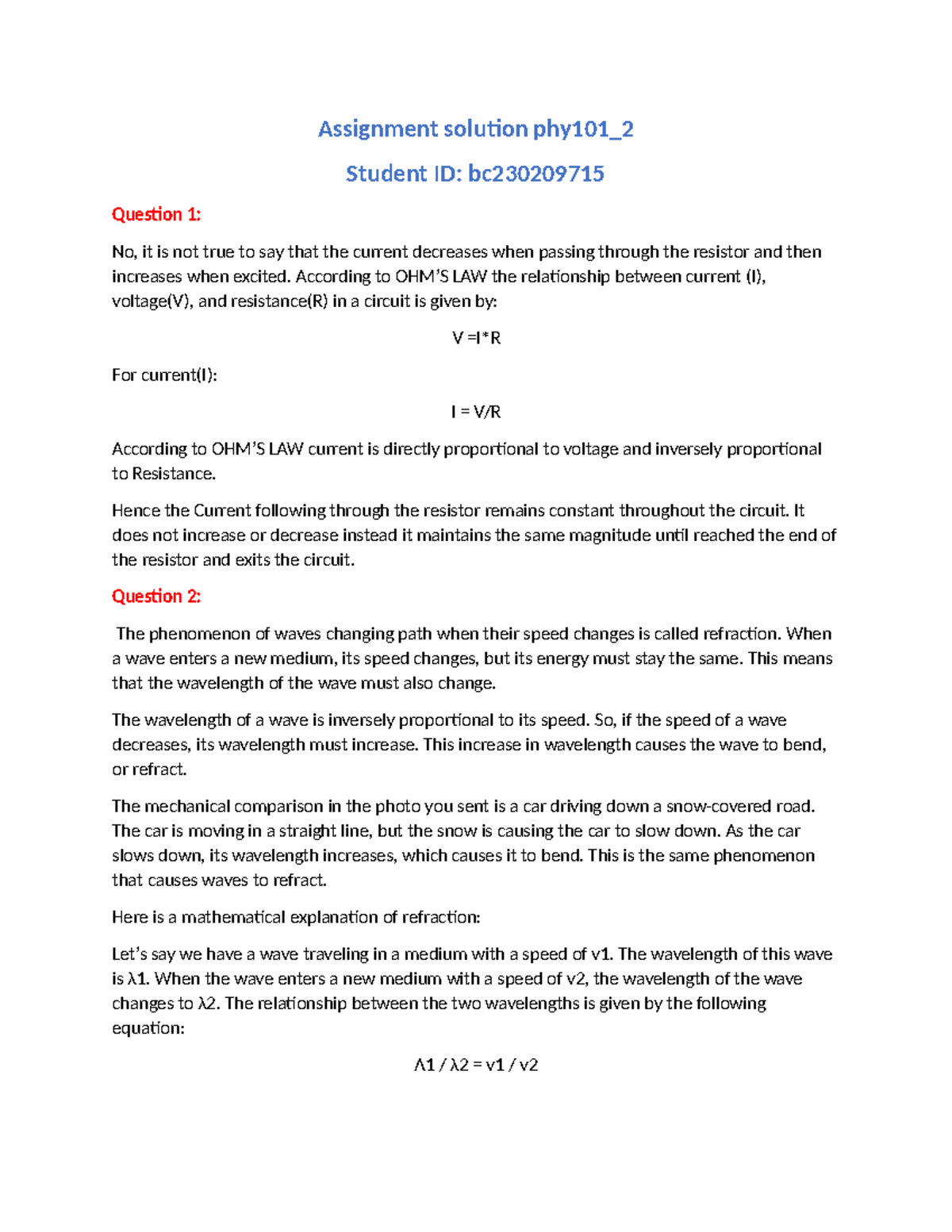 Assignment Solution Phy101 2 Assignment Solution Phy101 Student Id Bc Question 1 No It Is Assignment Solution Phy101 2 Assignment Solution Phy101 Student Id Bc Question 1 No It Is