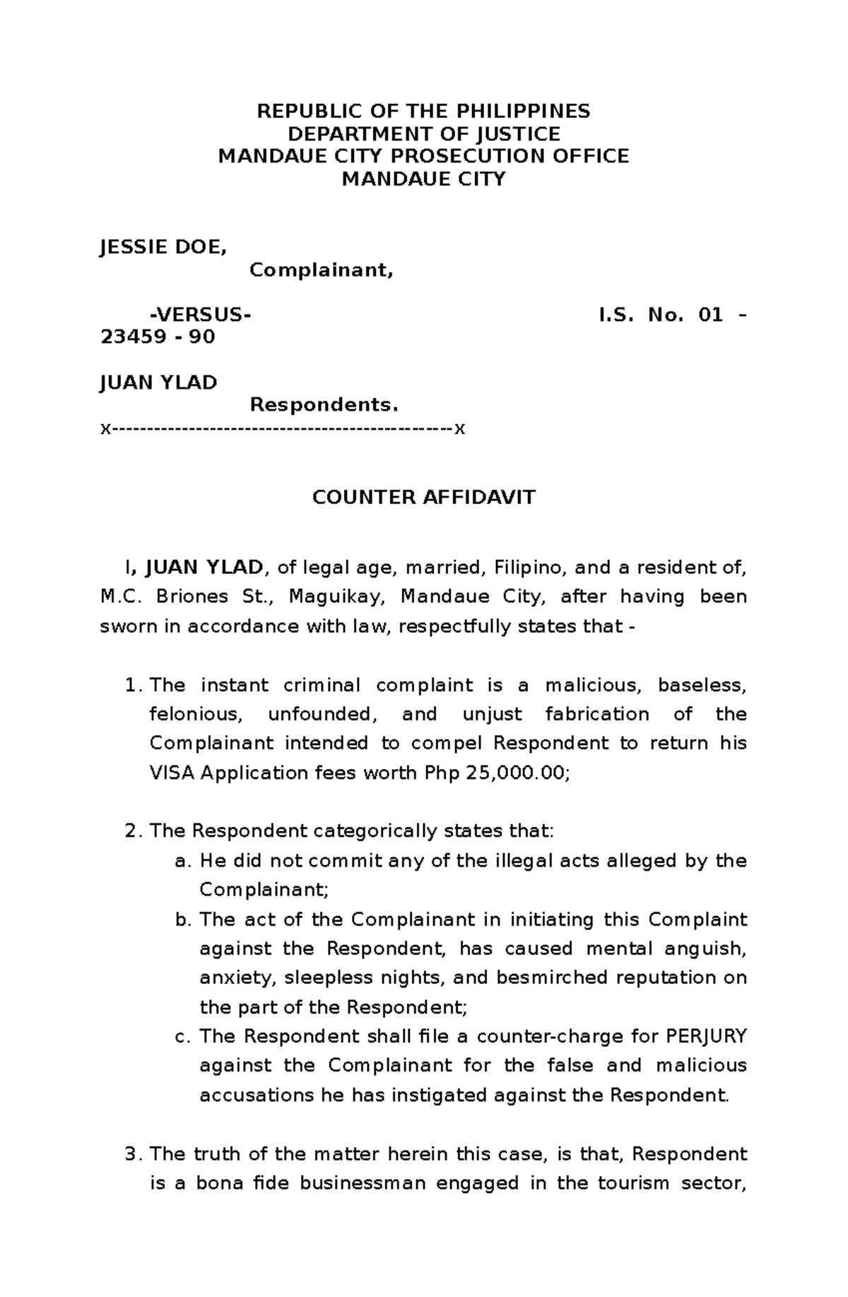 Counter Affidavit Meaning In Tamil