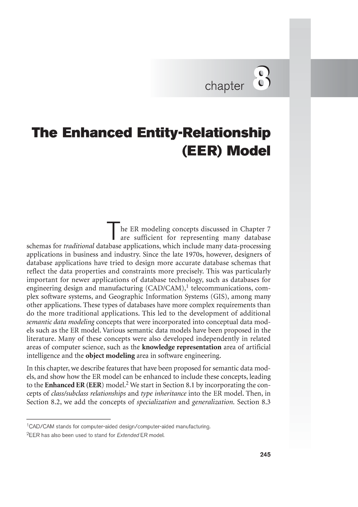 Chapter 08 The Enhanced Entity Relationship Eer Model Chapter 8